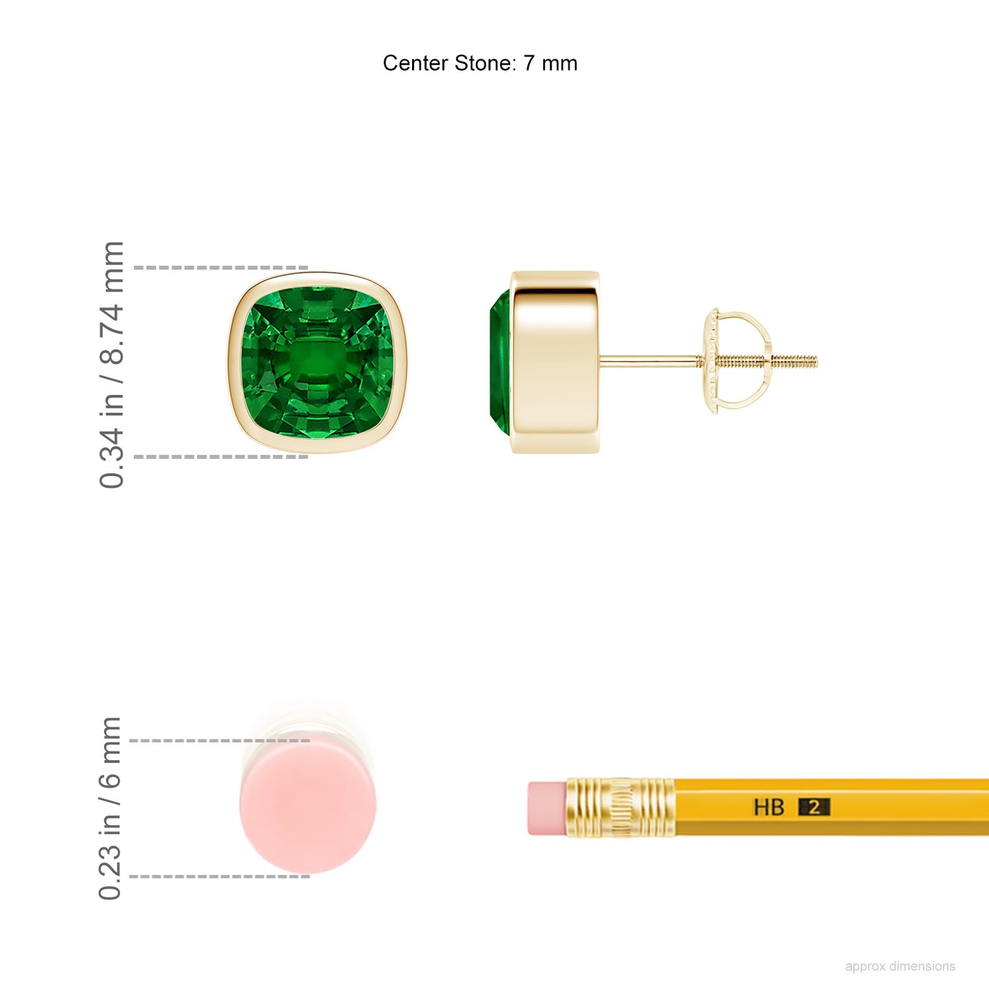 Lab-Grown Classic Cushion Emerald Solitaire Stud Earrings