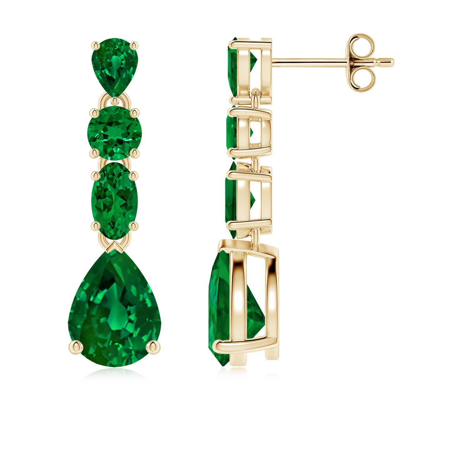 Multi-Shape Lab-Grown Emerald Dangle Earrings