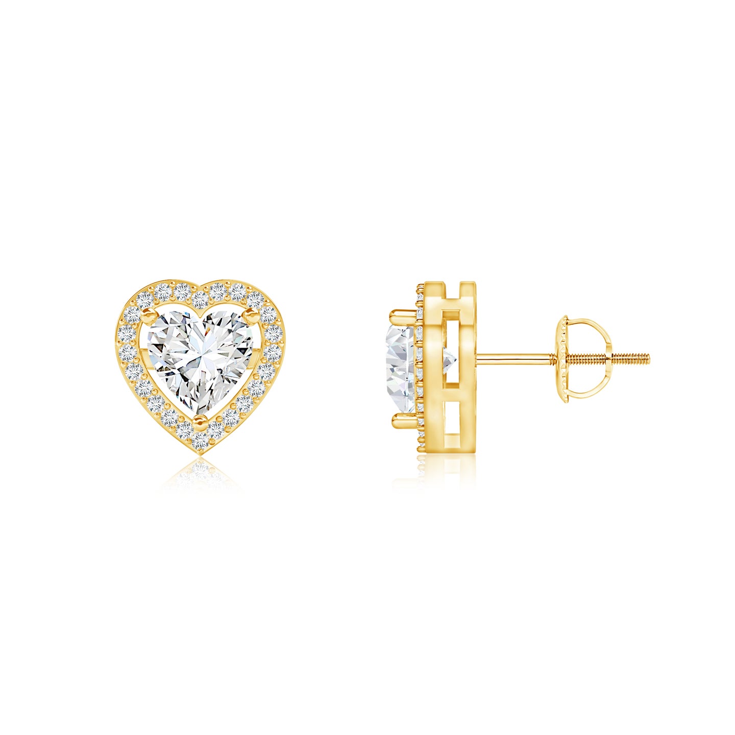 Lab Grown Diamond Heart Solitaire with Halo Earrings