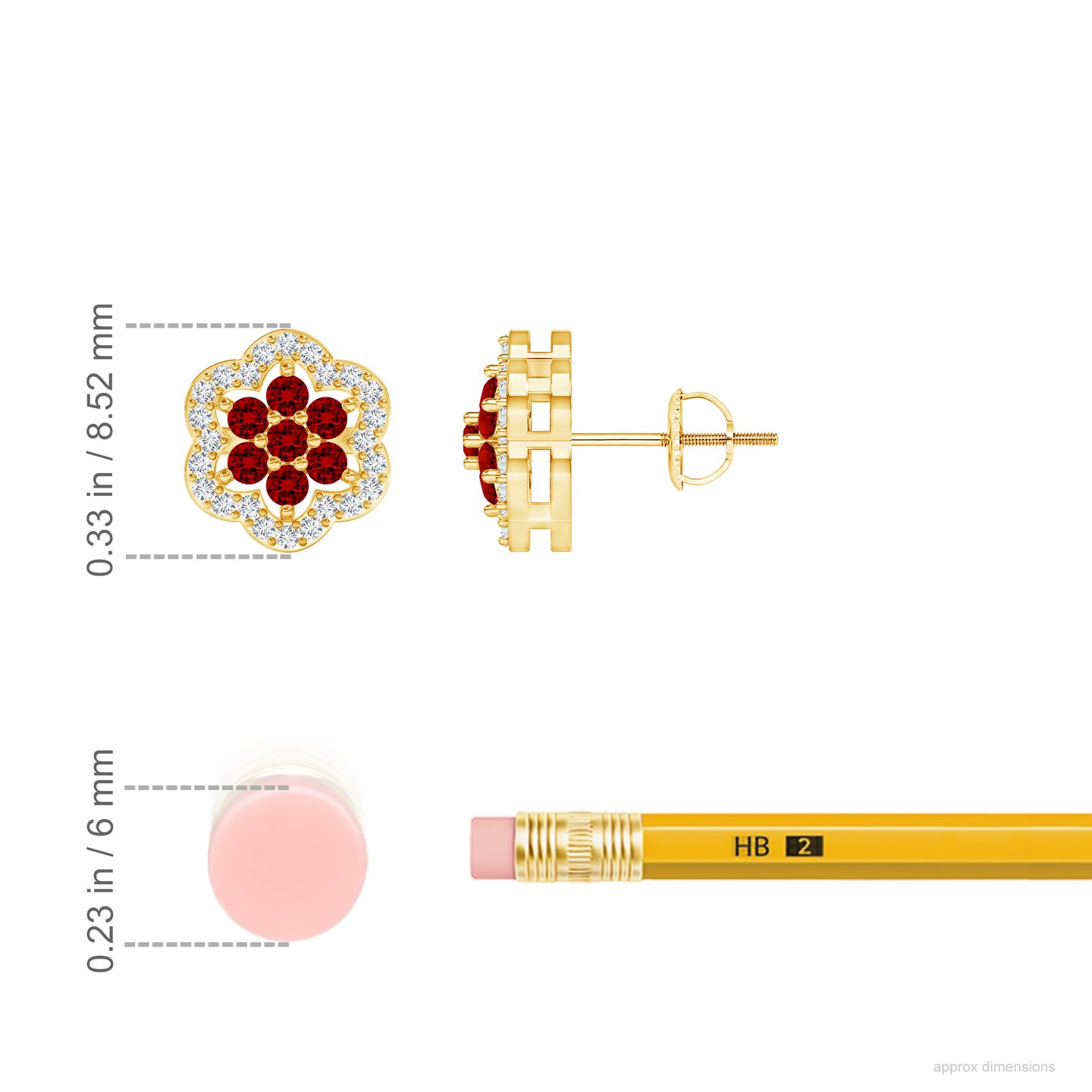 Floral Lab Grown Ruby with Lab Grown Diamond Earrings