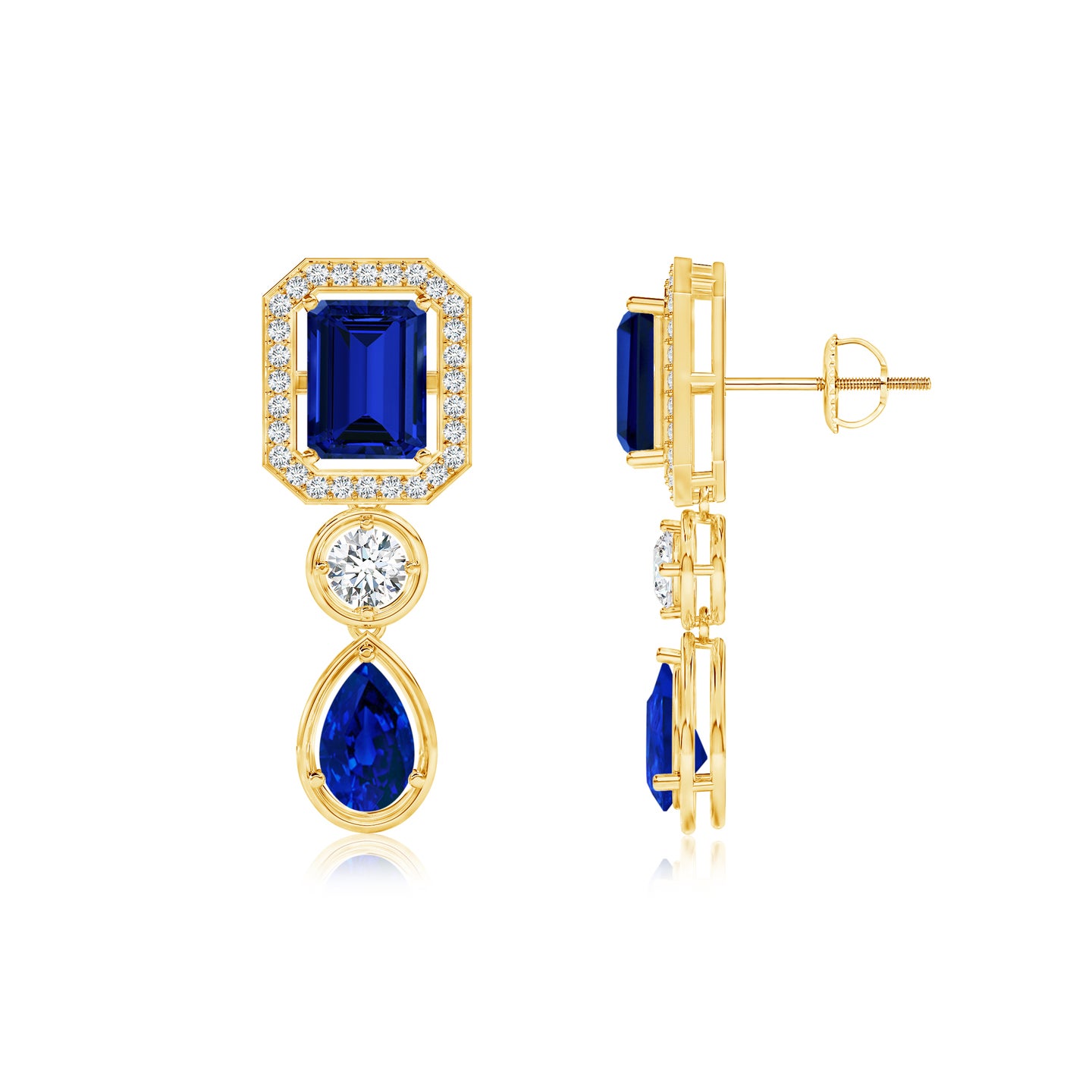 Imperial Drop Lab-Grown Blue Sapphire and Lab-Grown Diamond Earrings