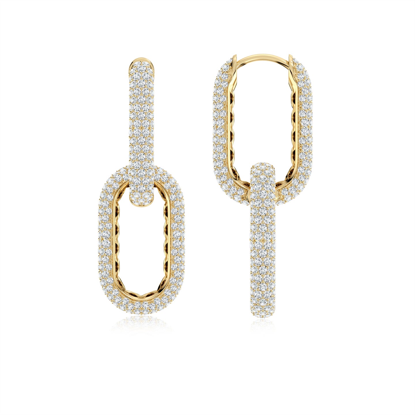 Pave-Set Lab-Grown Diamond Chain Link Dangle Earrings