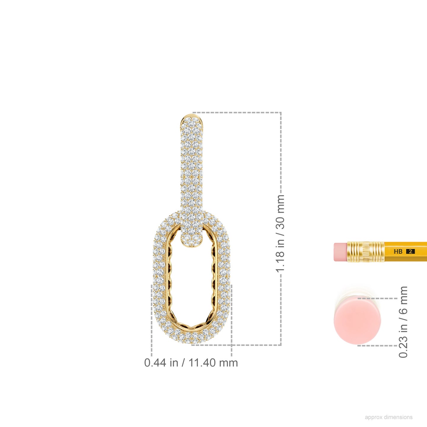 Pave-Set Lab-Grown Diamond Chain Link Dangle Earrings