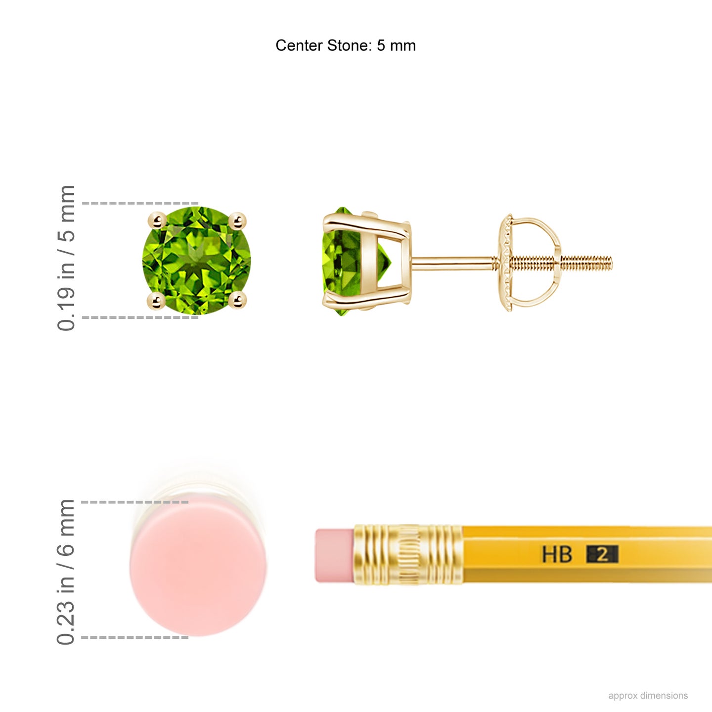 5mm AAAA Basket-Set Round Peridot Studs in Yellow Gold 5mm AAAA Basket-Set Round Peridot Studs in Yellow Gold