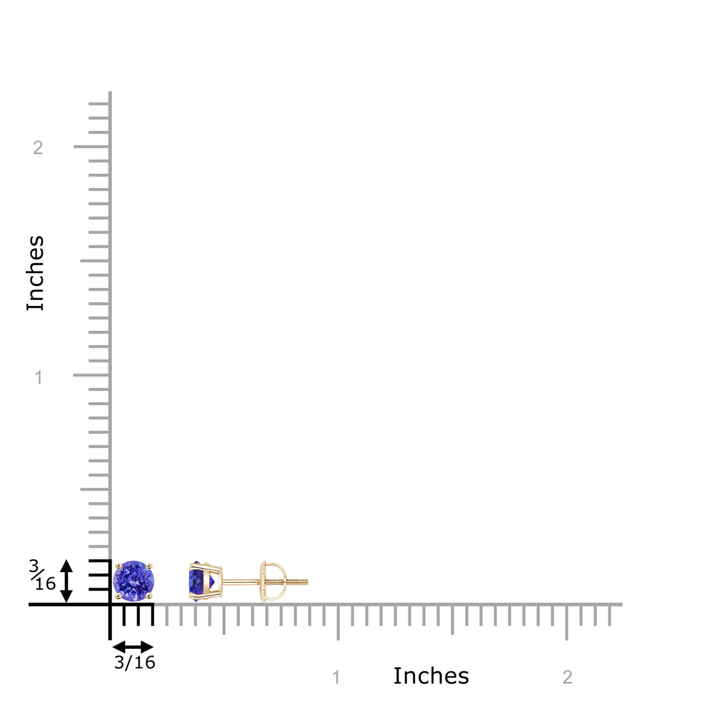 4mm AAAA Basket-Set Round Tanzanite Studs in Yellow Gold