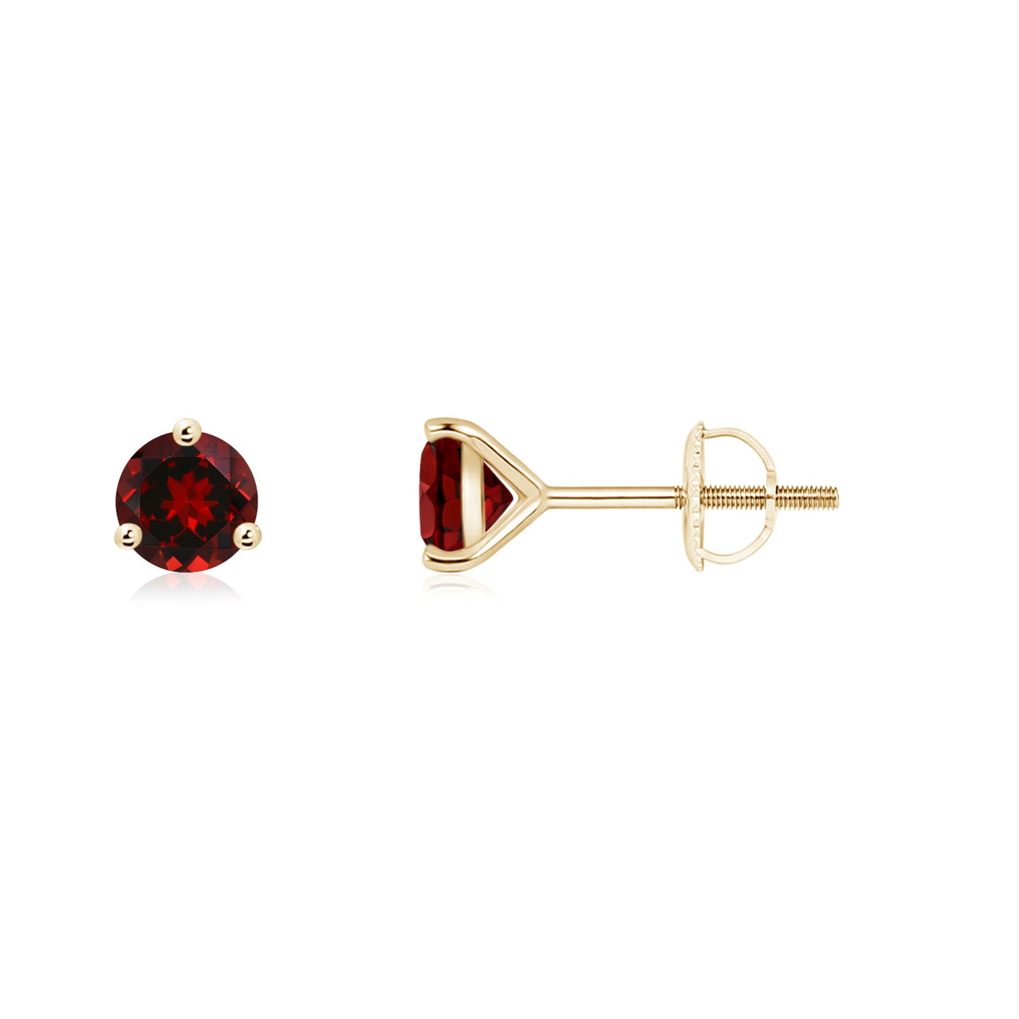 4mm AAAA Martini-Set Round Garnet Stud Earrings in Yellow Gold