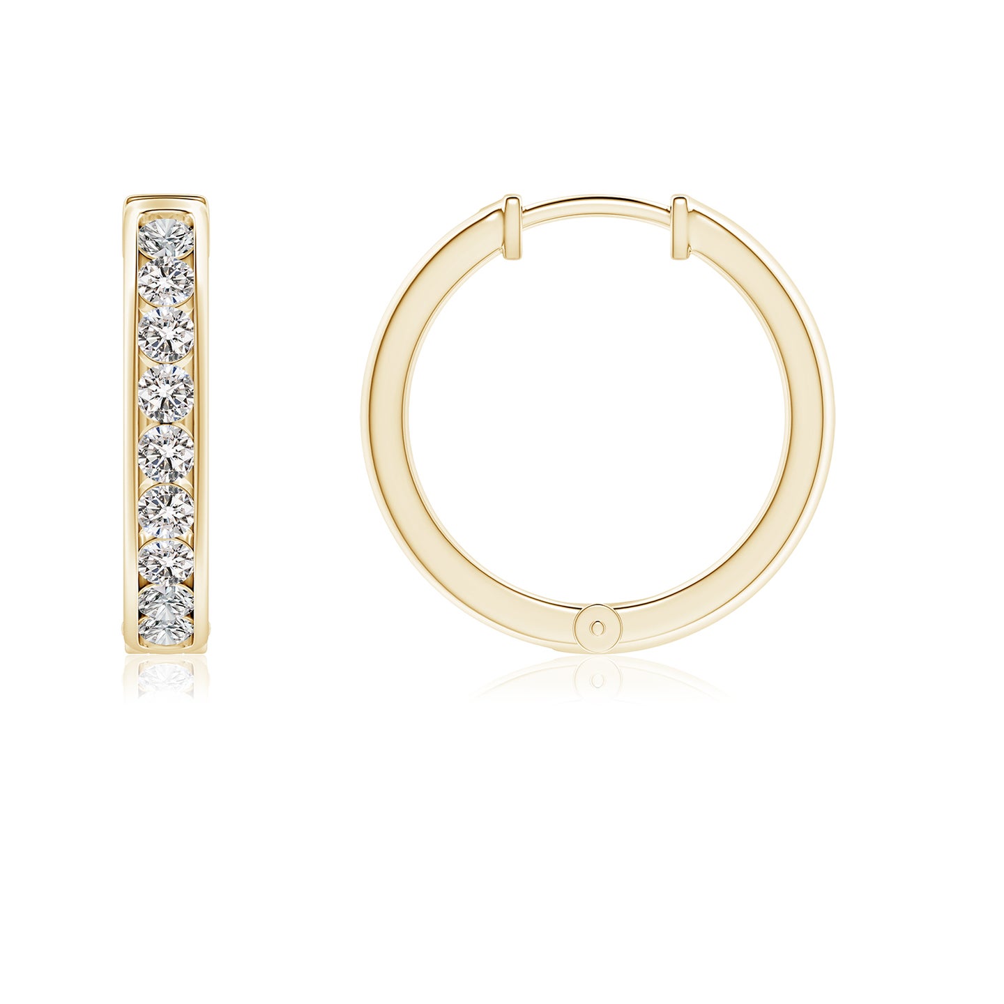 1.9mm IJI1I2 Channel-Set Diamond Hinged Hoop Earrings in Yellow Gold
