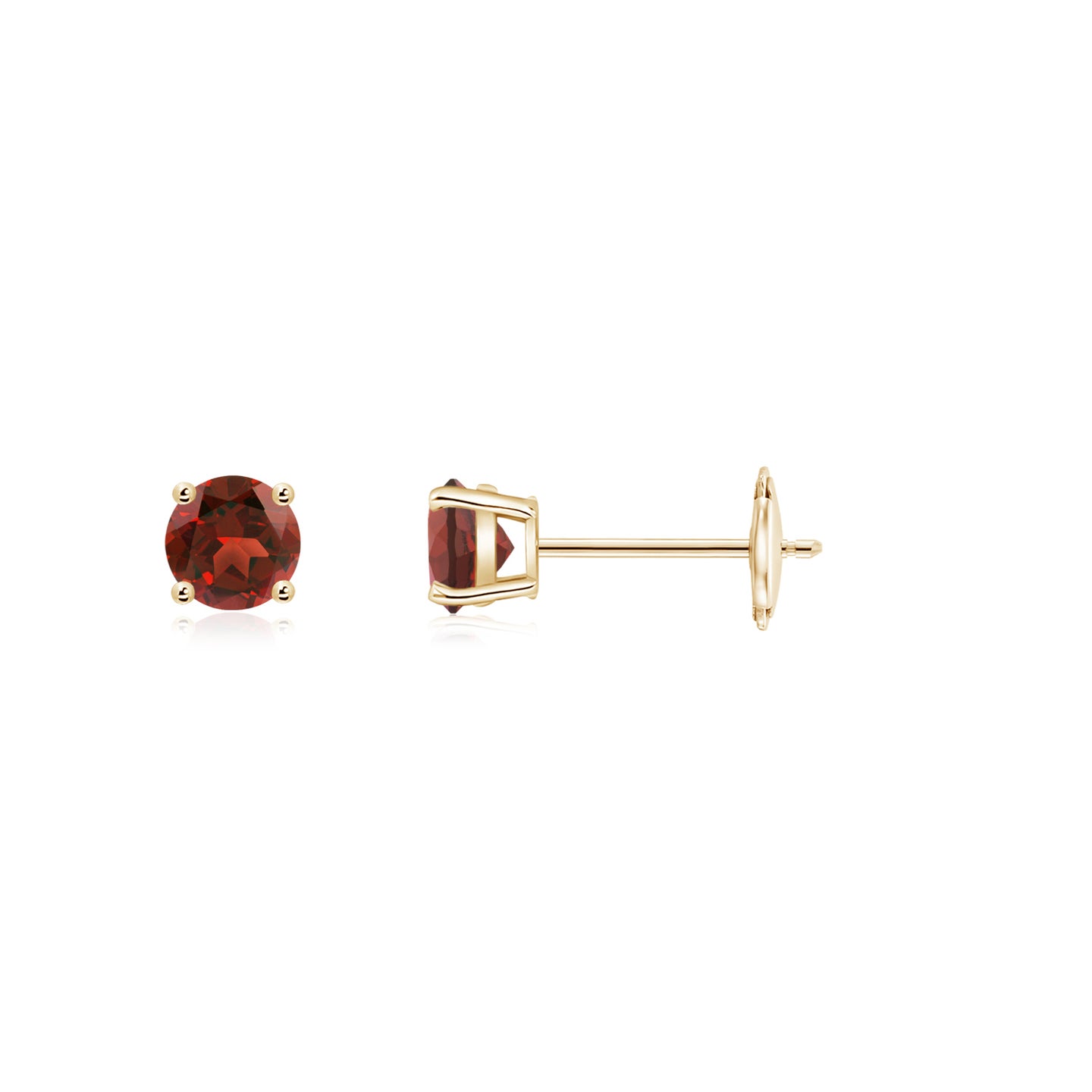 3mm AAAA Round Garnet Stud Earrings in Yellow Gold