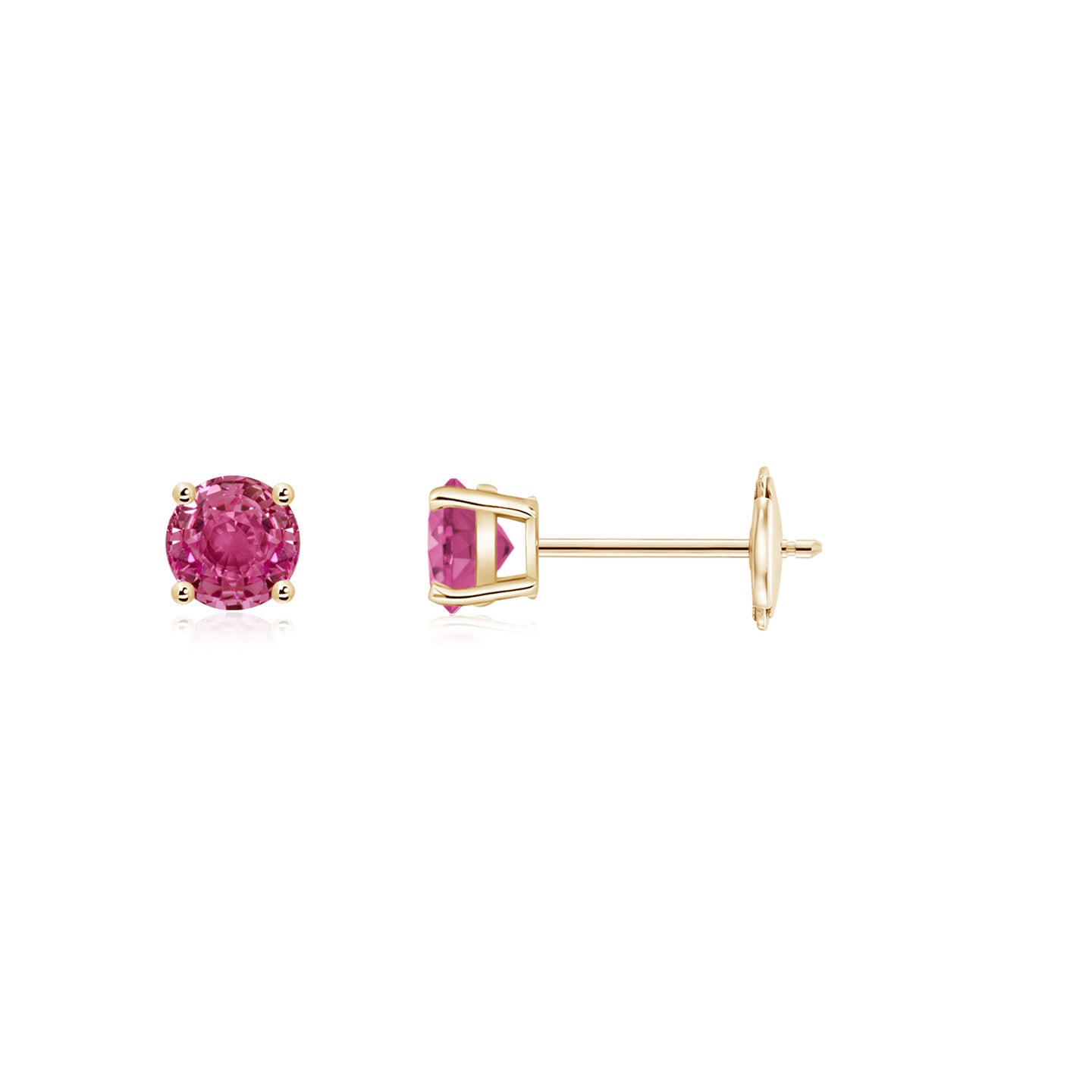 3mm AAAA Round Pink Sapphire Stud Earrings in Yellow Gold 3mm AAAA Round Pink Sapphire Stud Earrings in Yellow Gold