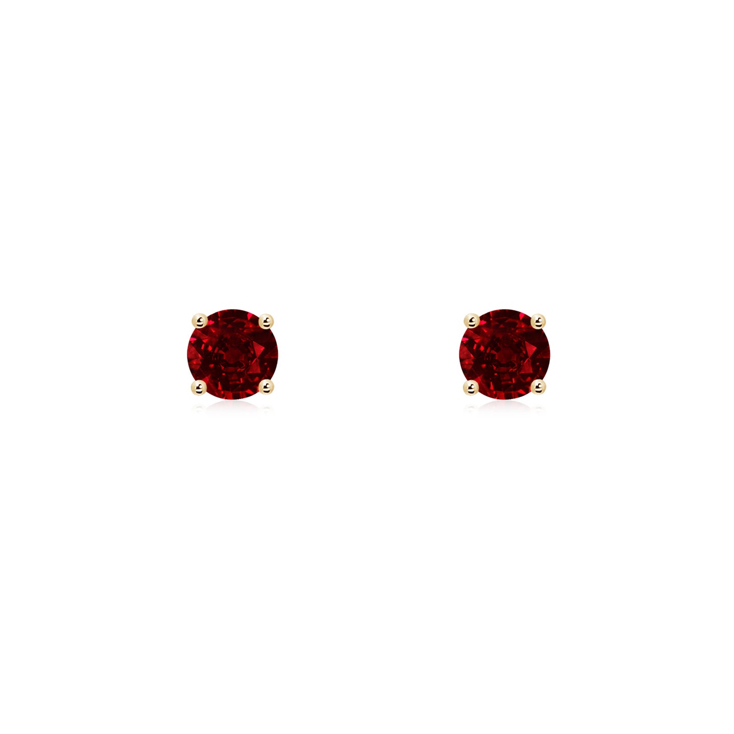 Round Ruby Stud Earrings