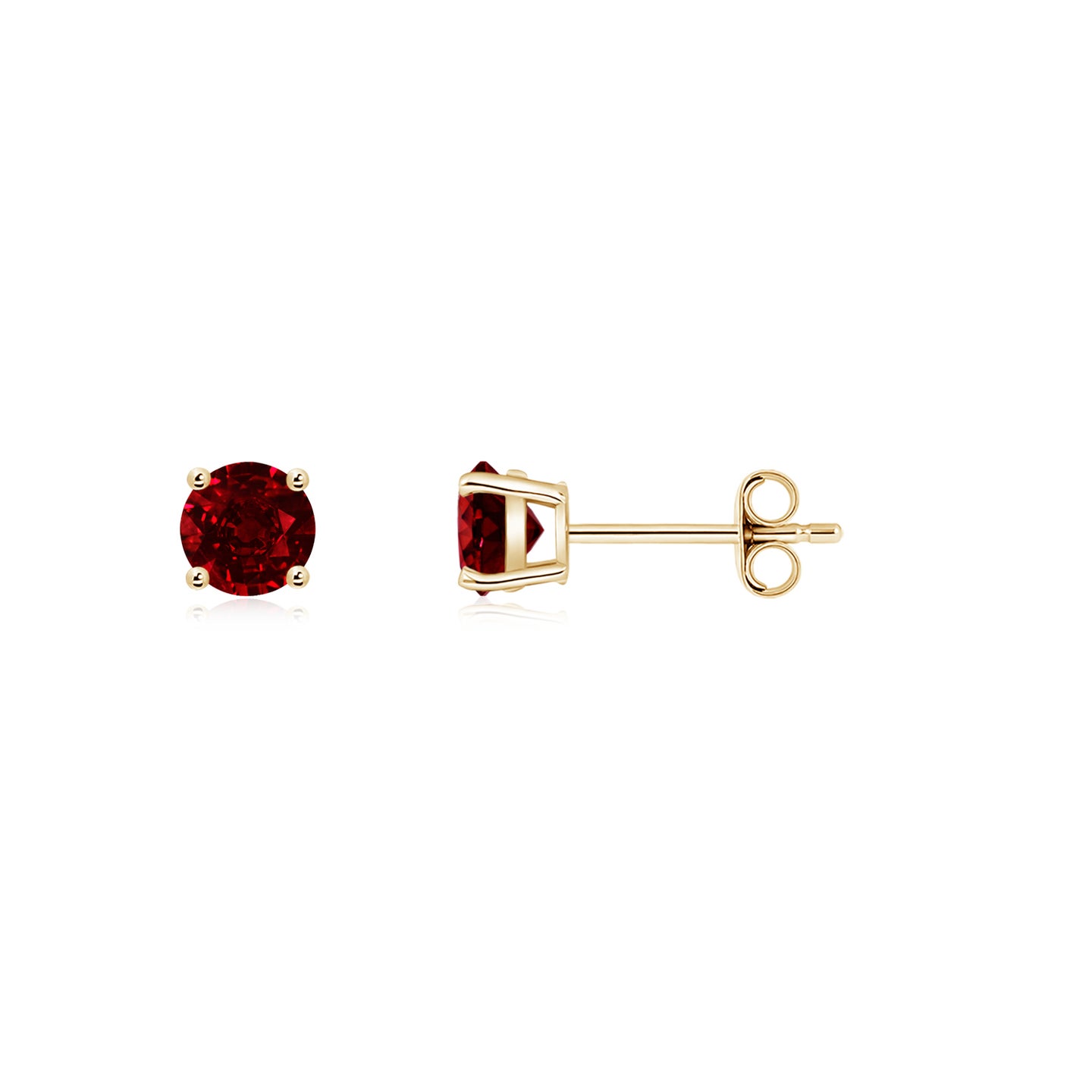 Round Ruby Stud Earrings