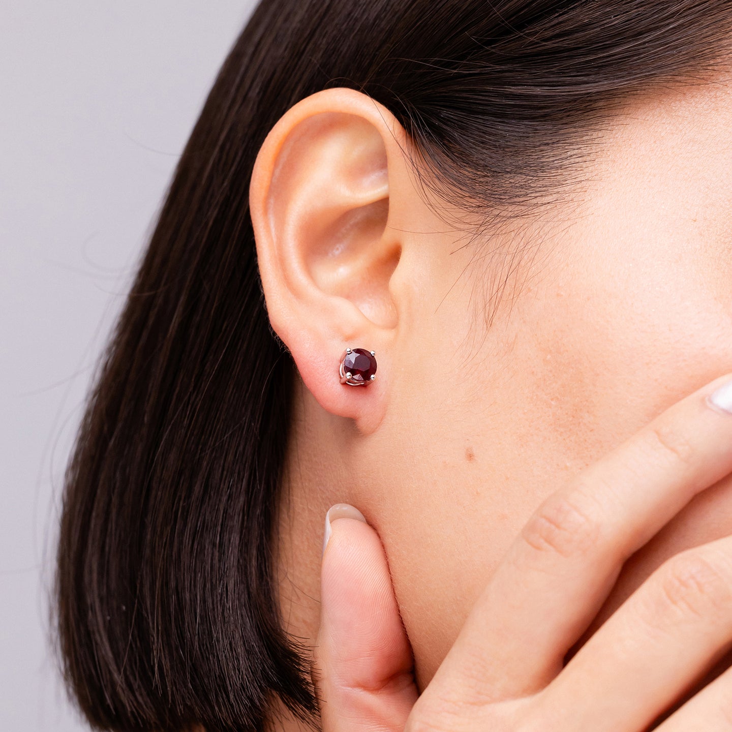 Round Ruby Stud Earrings