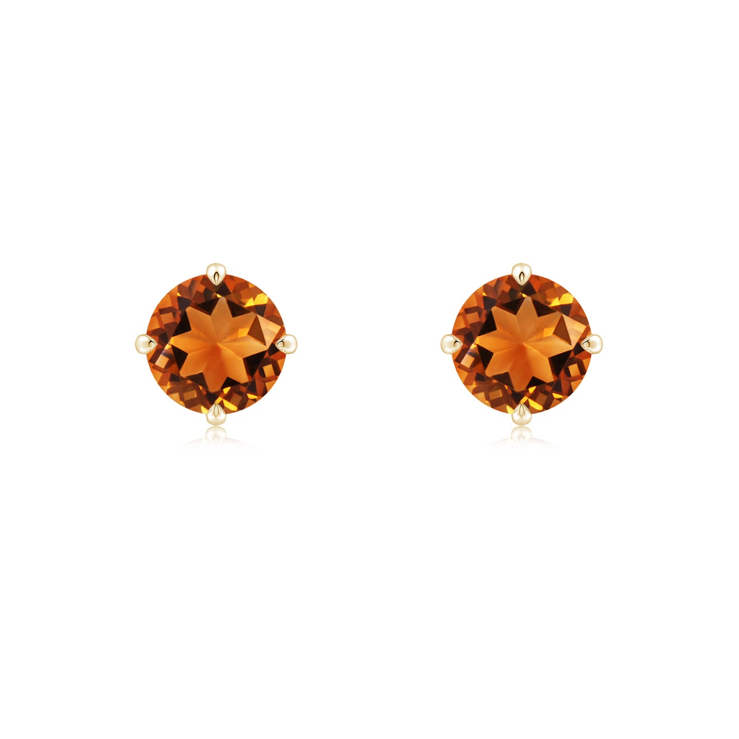 6mm AAAA Basket-Set Round Citrine Stud Earrings in Yellow Gold