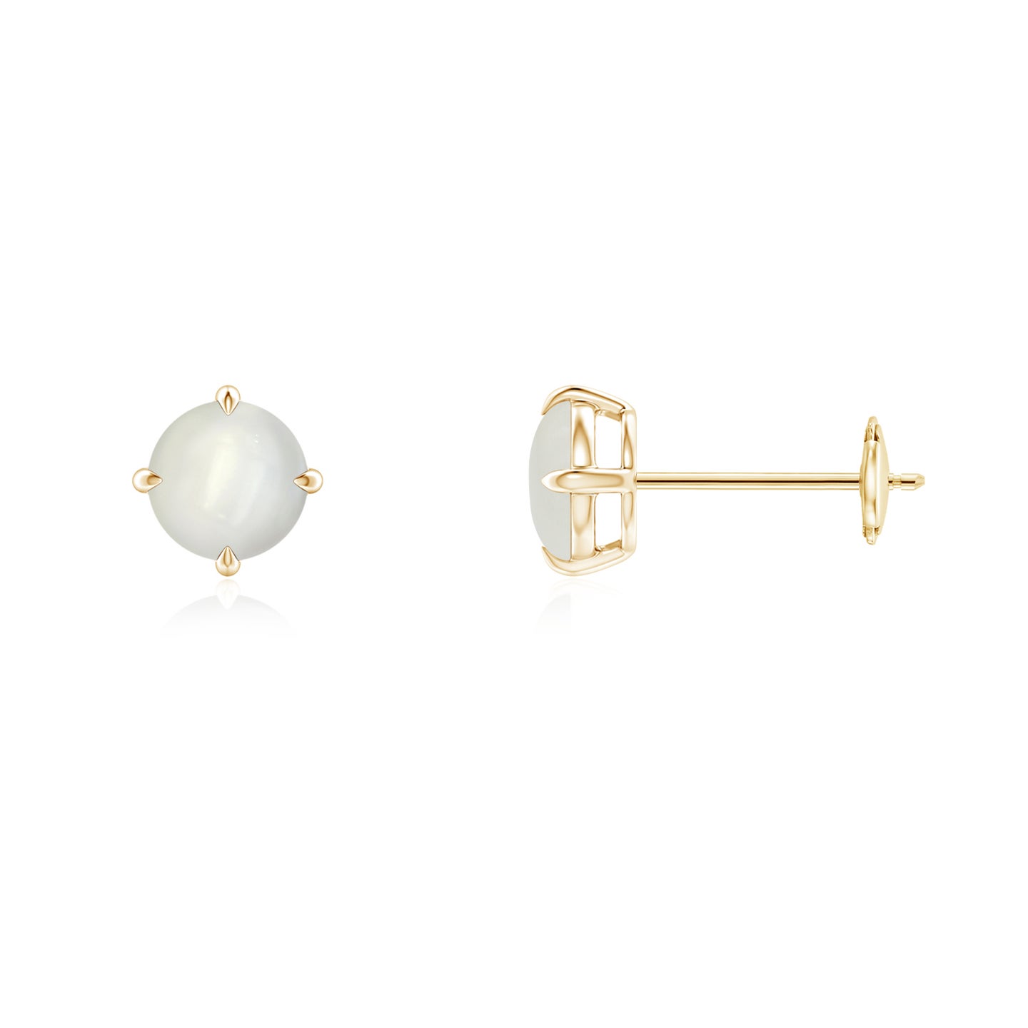Basket-Set Round Moonstone Stud Earrings