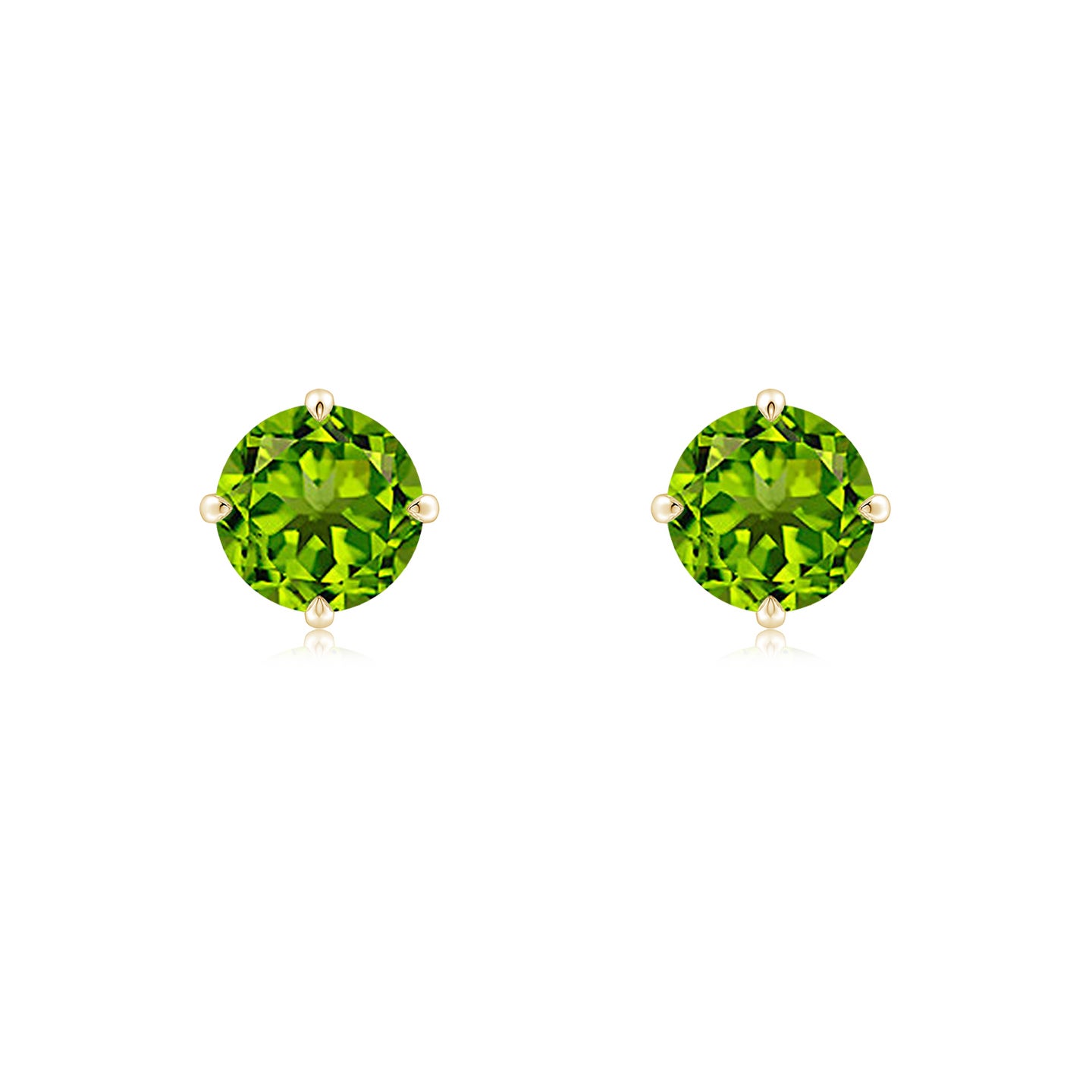 6mm AAAA Basket-Set Round Peridot Stud Earrings in Yellow Gold 6mm AAAA Basket-Set Round Peridot Stud Earrings in Yellow Gold