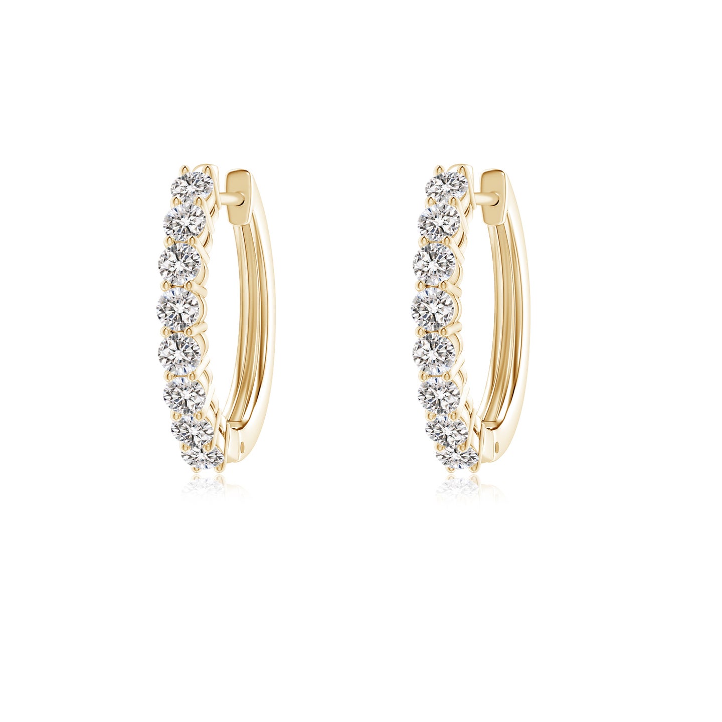 2mm IJI1I2 Airline-Set Diamond Hinged Hoop Earrings in Yellow Gold 2mm IJI1I2 Airline-Set Diamond Hinged Hoop Earrings in Yellow Gold