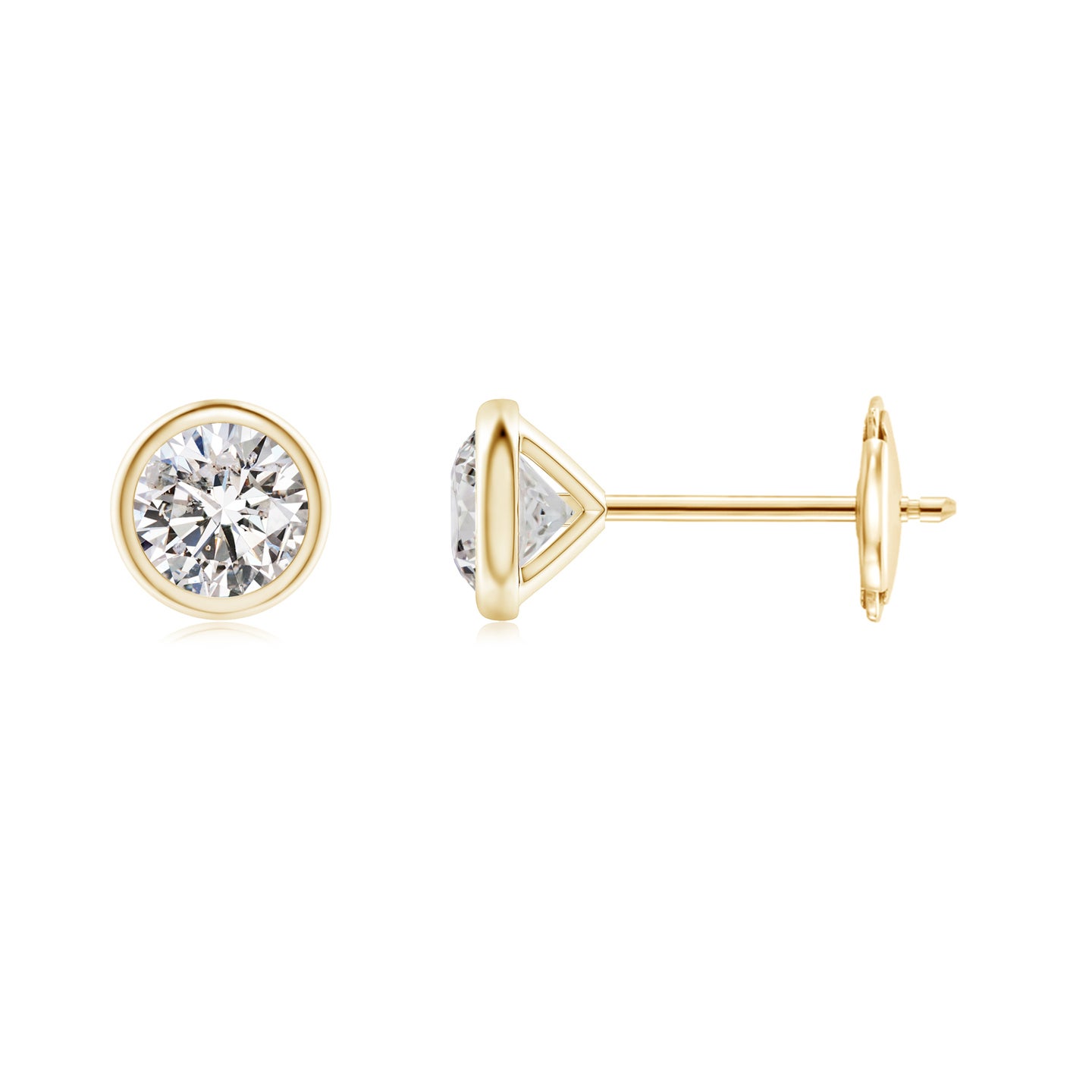 4mm IJI1I2 Bezel-Set Diamond Martini Stud Earrings in Yellow Gold