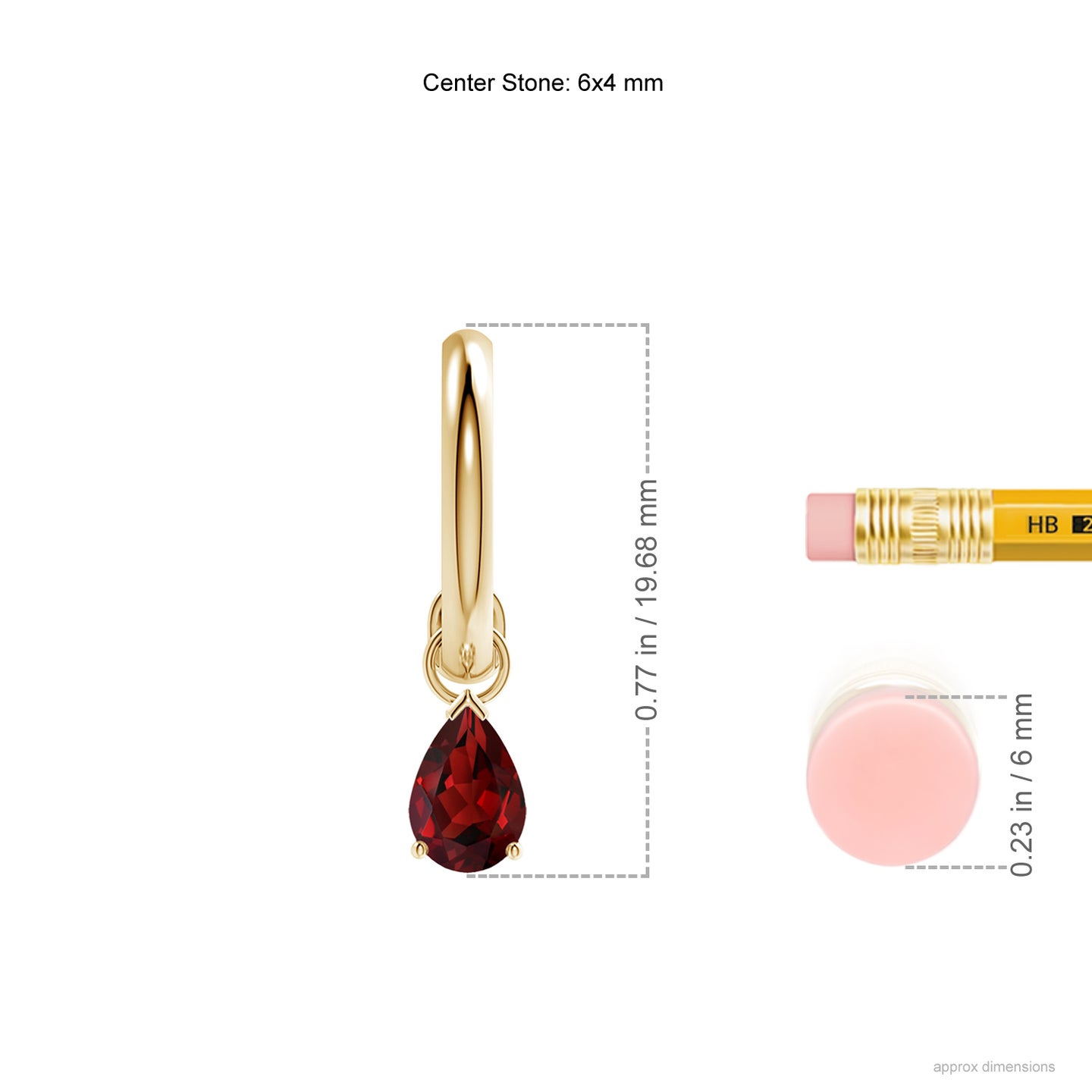 6x4mm AAAA Pear-Shaped Garnet Drop Earrings with Screw Back in Yellow Gold