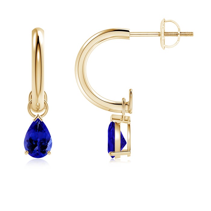 Pear-Shaped Tanzanite Drop Earrings with Screw Back