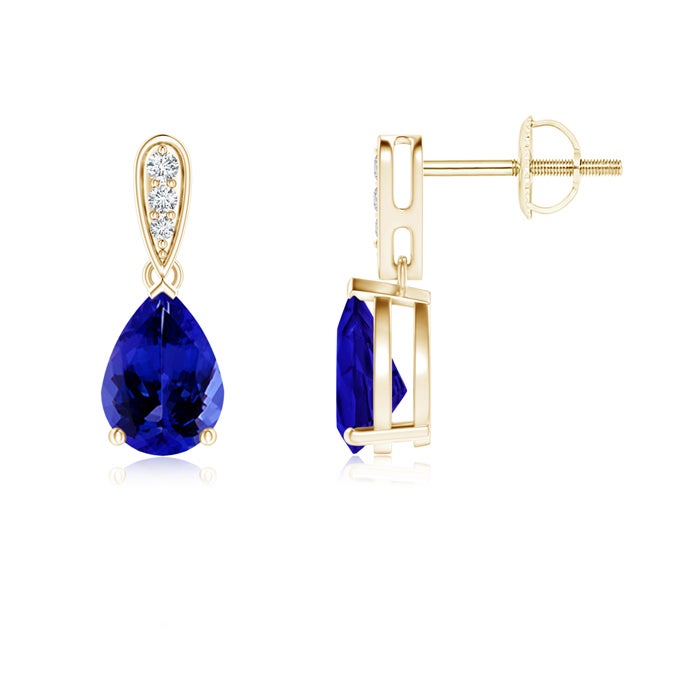 Pear-Shaped Solitaire Tanzanite Drop Earrings with Diamonds