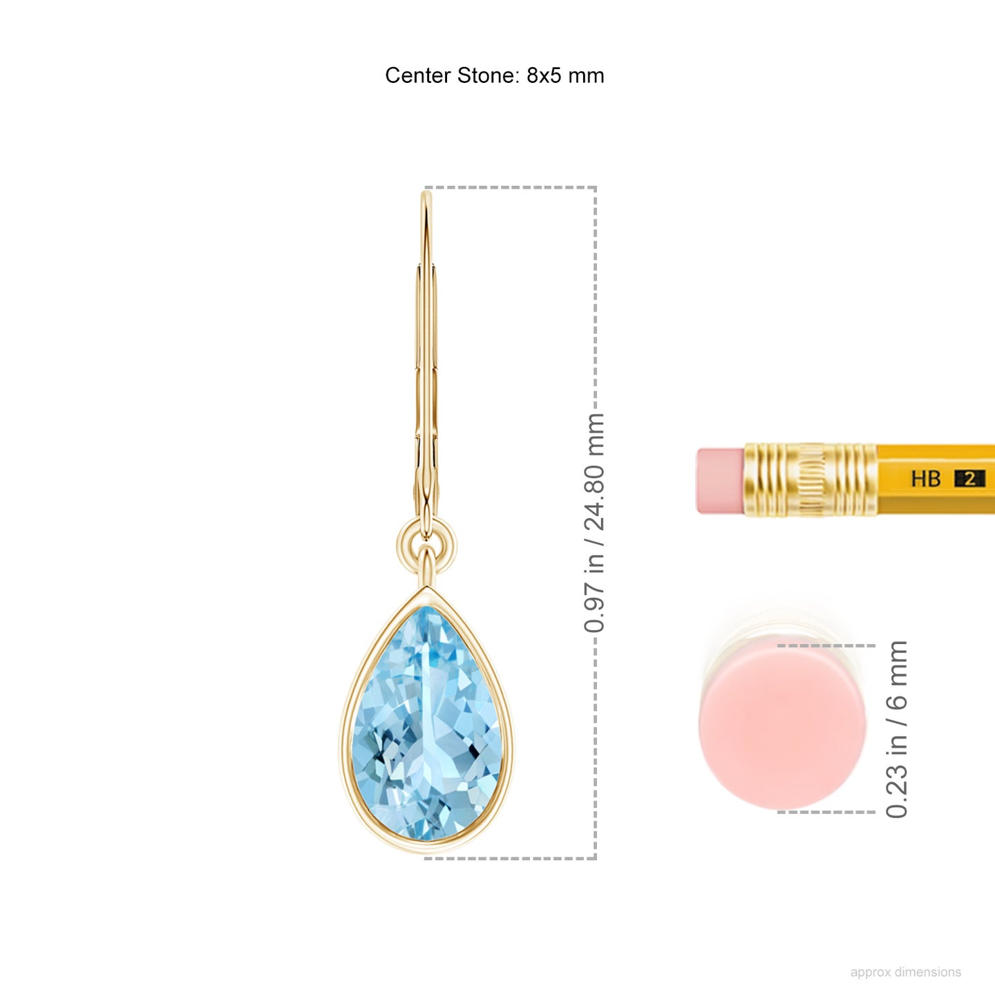 Bezel-Set Pear Aquamarine Leverback Drop Earrings