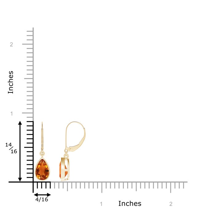8x5mm AAAA Bezel-Set Pear Citrine Leverback Drop Earrings in Yellow Gold