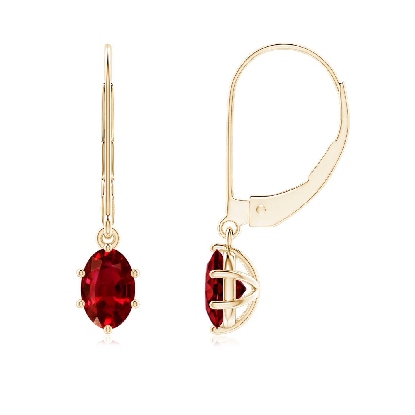 Lab-Grown Oval Ruby Leverback Drop Earrings