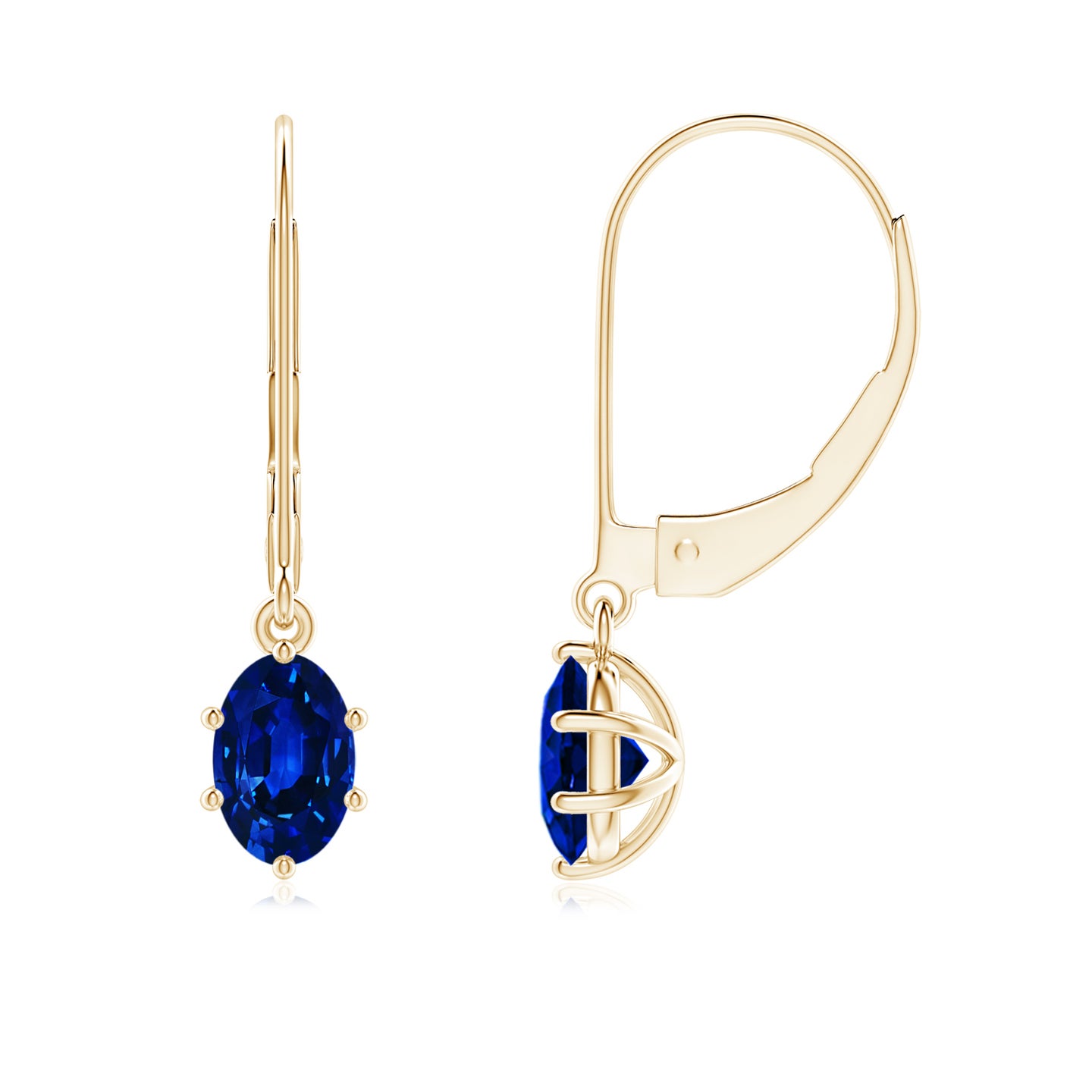Lab-Grown Oval Sapphire Leverback Drop Earrings