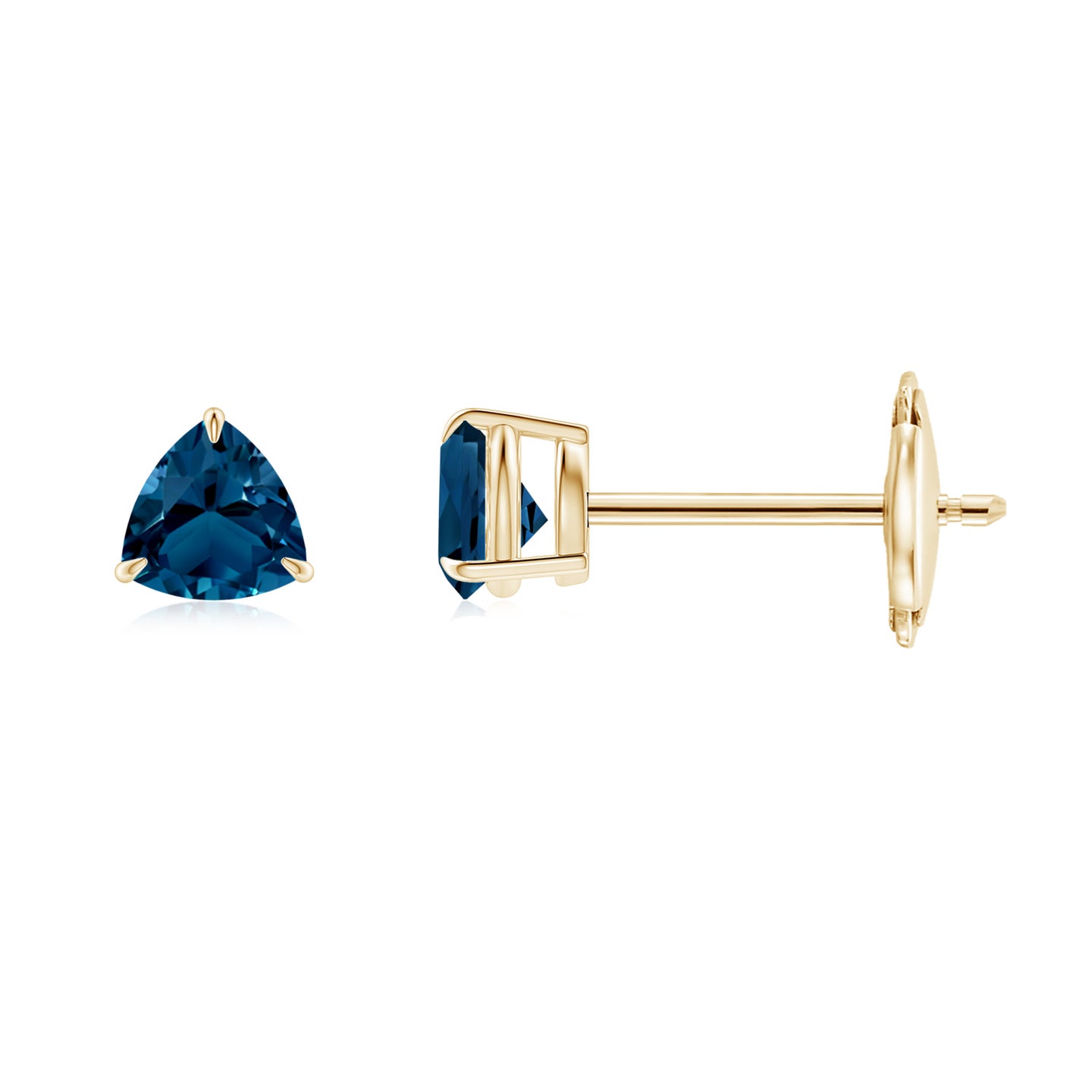 Claw-Set Trillion London Blue Topaz Stud Earrings
