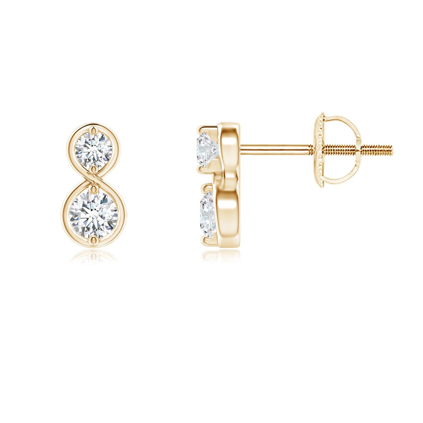2.9mm GVS2 Two Stone Diamond Infinity Earrings in Yellow Gold