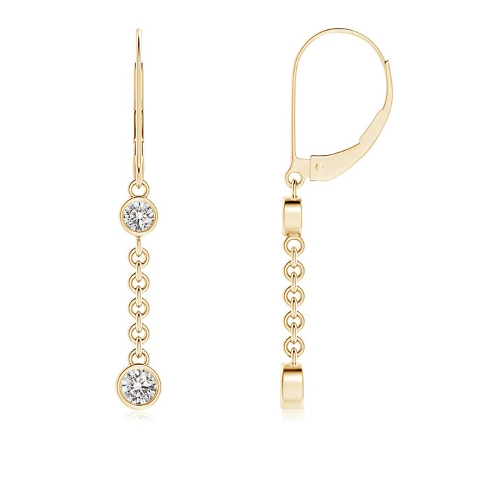 3.5mm IJI1I2 Bezel-Set Two Stone Diamond Leverback Drop Earrings in Yellow Gold 3.5mm IJI1I2 Bezel-Set Two Stone Diamond Leverback Drop Earrings in Yellow Gold