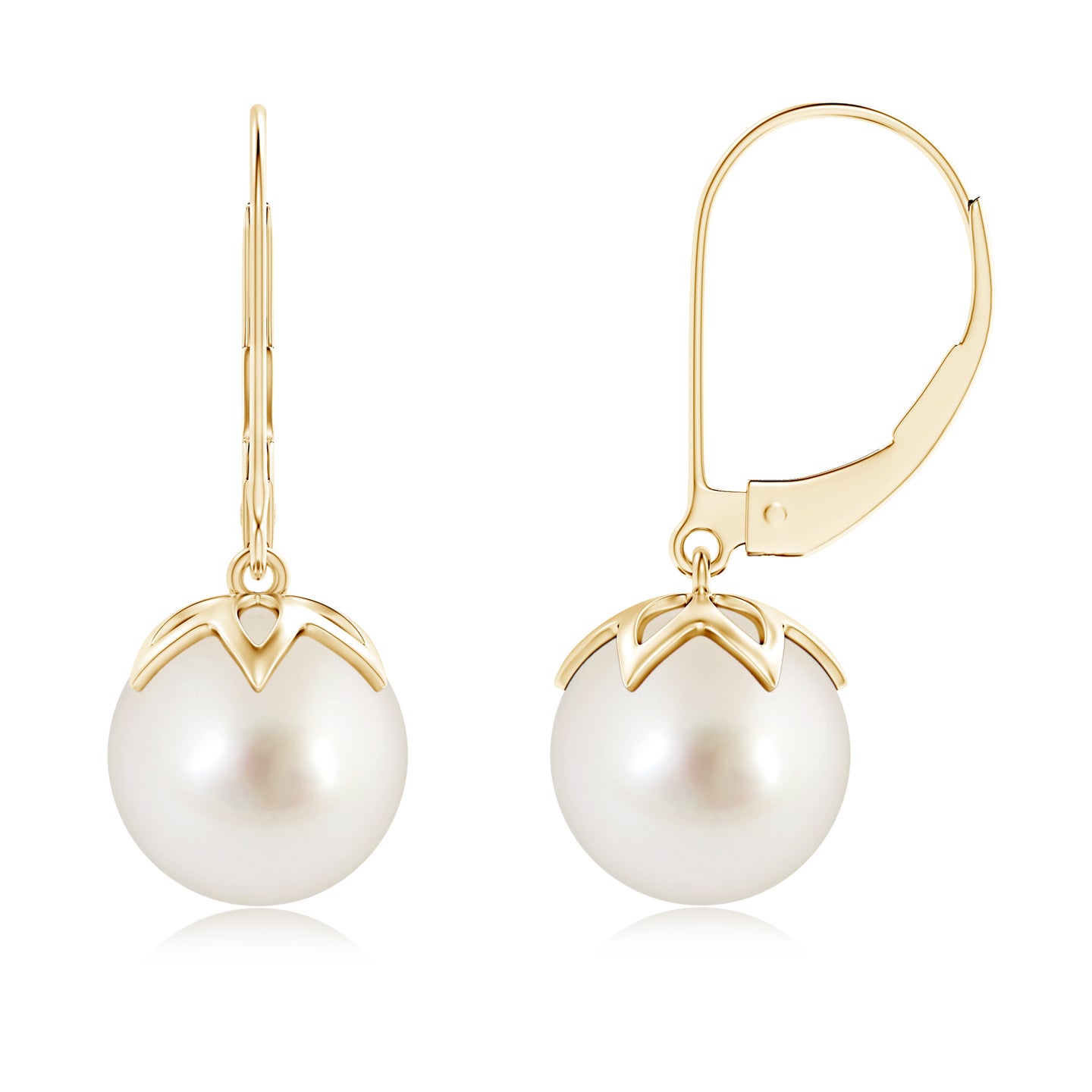 9mm AAAA South Sea Pearl Leverback Drop Earrings in Yellow Gold 9mm AAAA South Sea Pearl Leverback Drop Earrings in Yellow Gold