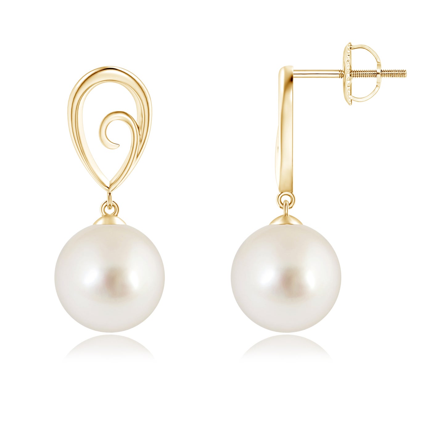 9mm AAAA South Sea Pearl Drop Earrings with Metal Loop in Yellow Gold 9mm AAAA South Sea Pearl Drop Earrings with Metal Loop in Yellow Gold