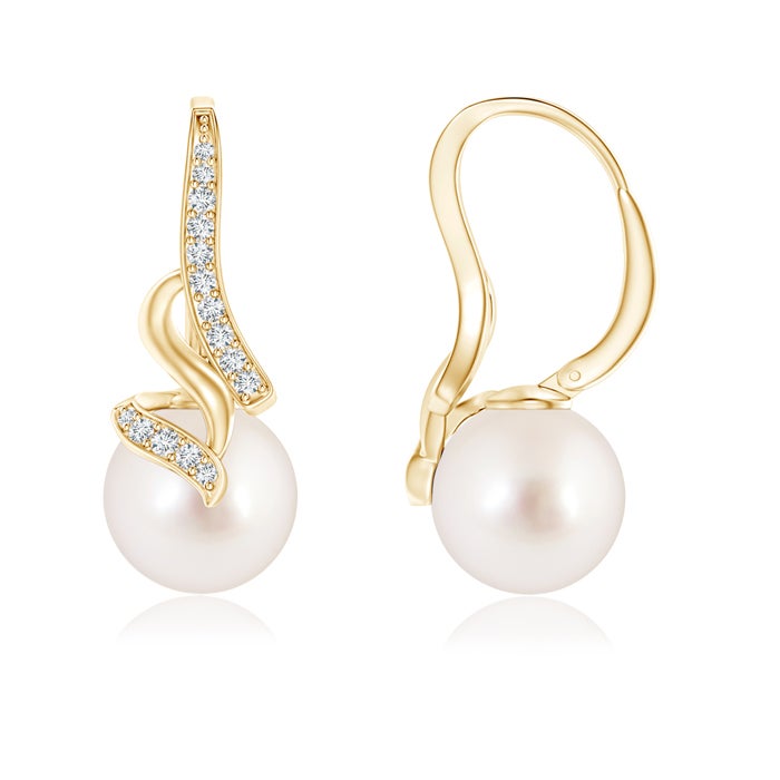 9mm AAAA South Sea Pearl Swirl Leverback Earrings in Yellow Gold 9mm AAAA South Sea Pearl Swirl Leverback Earrings in Yellow Gold