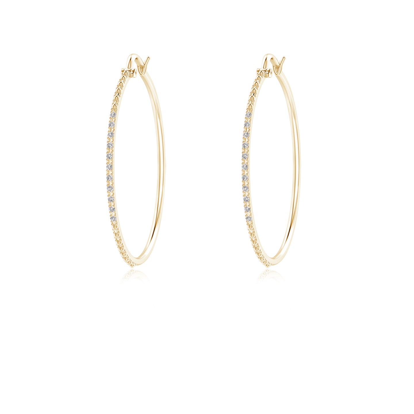 1mm IJI1I2 Classic Round Diamond Hoop Earrings in Yellow Gold
