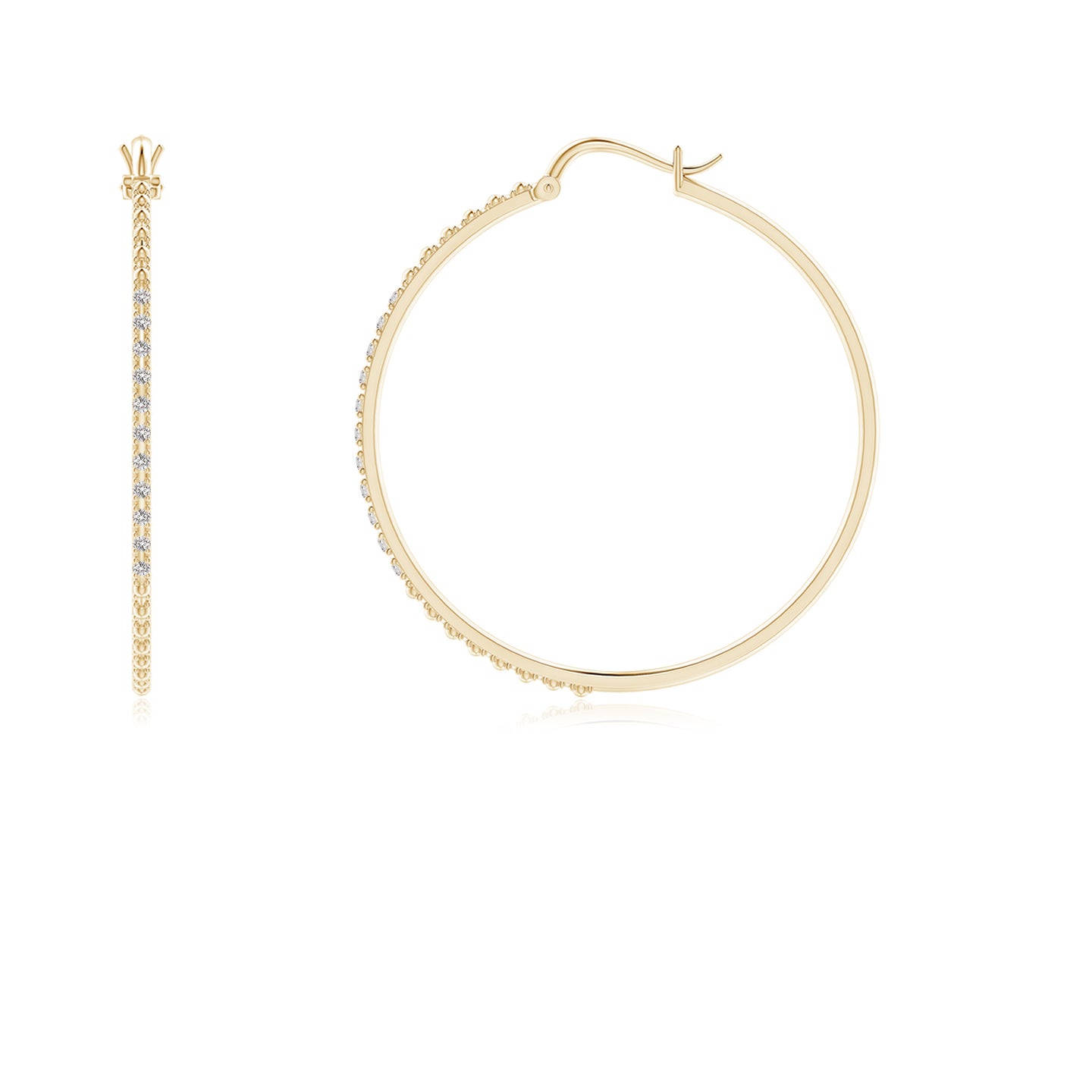 1mm IJI1I2 Classic Round Diamond Hoop Earrings in Yellow Gold