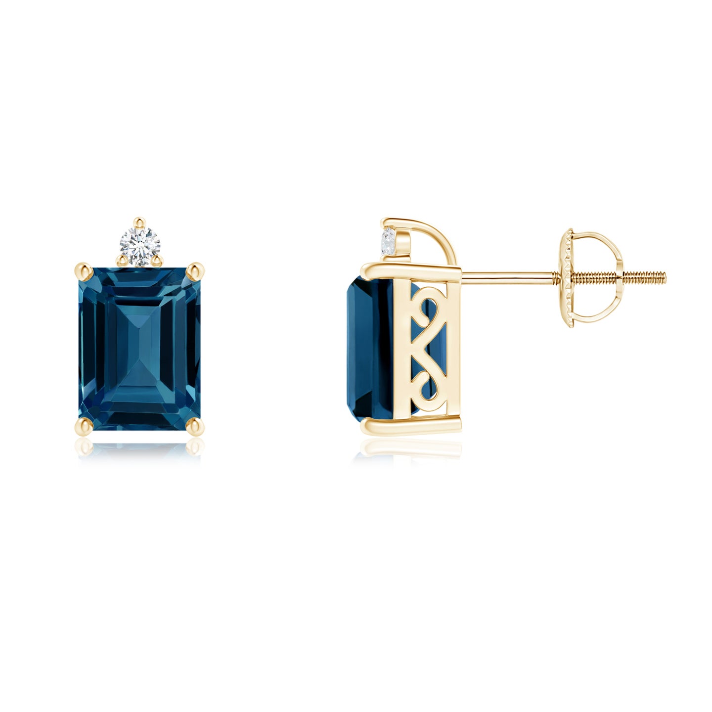 Emerald-Cut London Blue Topaz Cocktail Stud Earrings