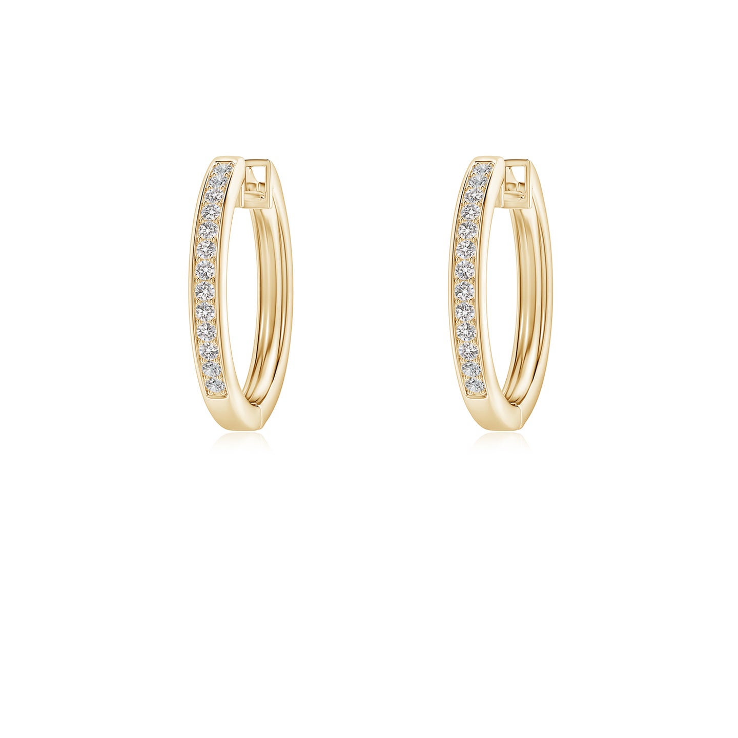 0.9mm IJI1I2 Pave-Set Diamond Hinged Hoop Earrings in Yellow Gold