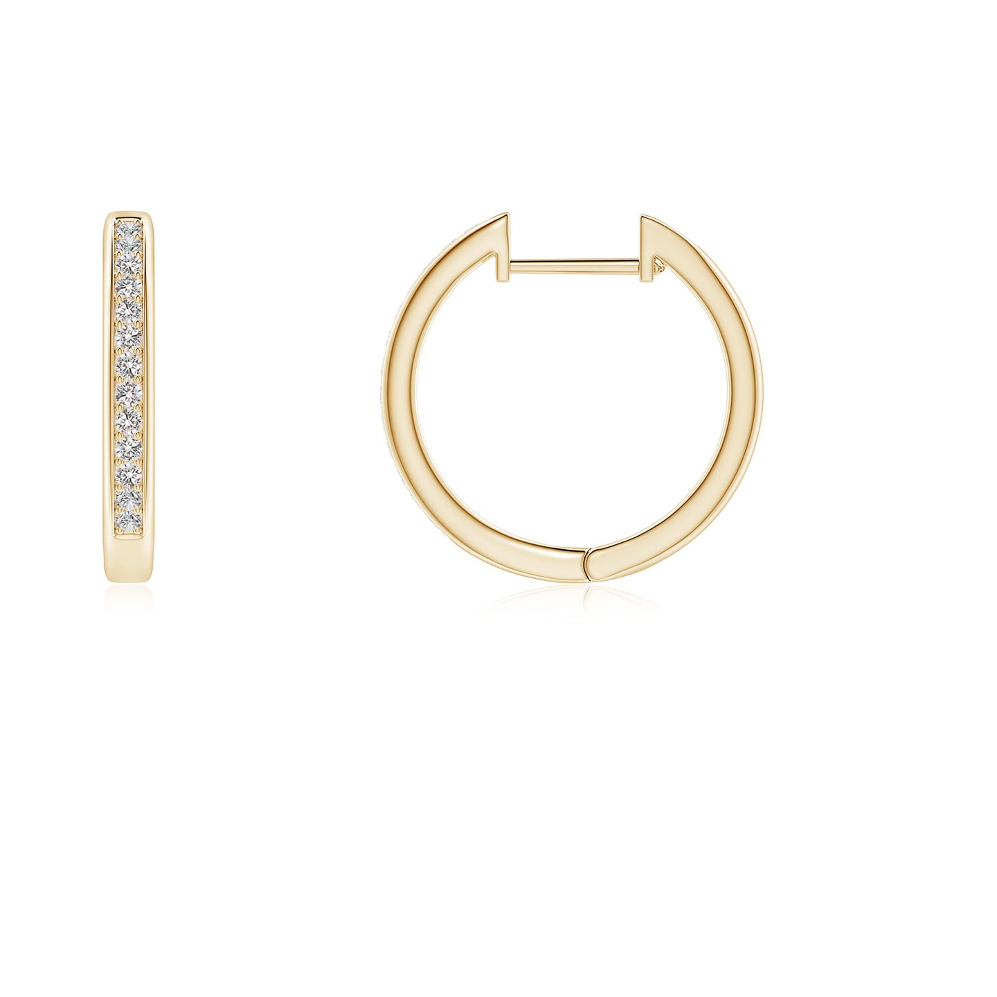 0.9mm IJI1I2 Pave-Set Diamond Hinged Hoop Earrings in Yellow Gold 0.9mm IJI1I2 Pave-Set Diamond Hinged Hoop Earrings in Yellow Gold