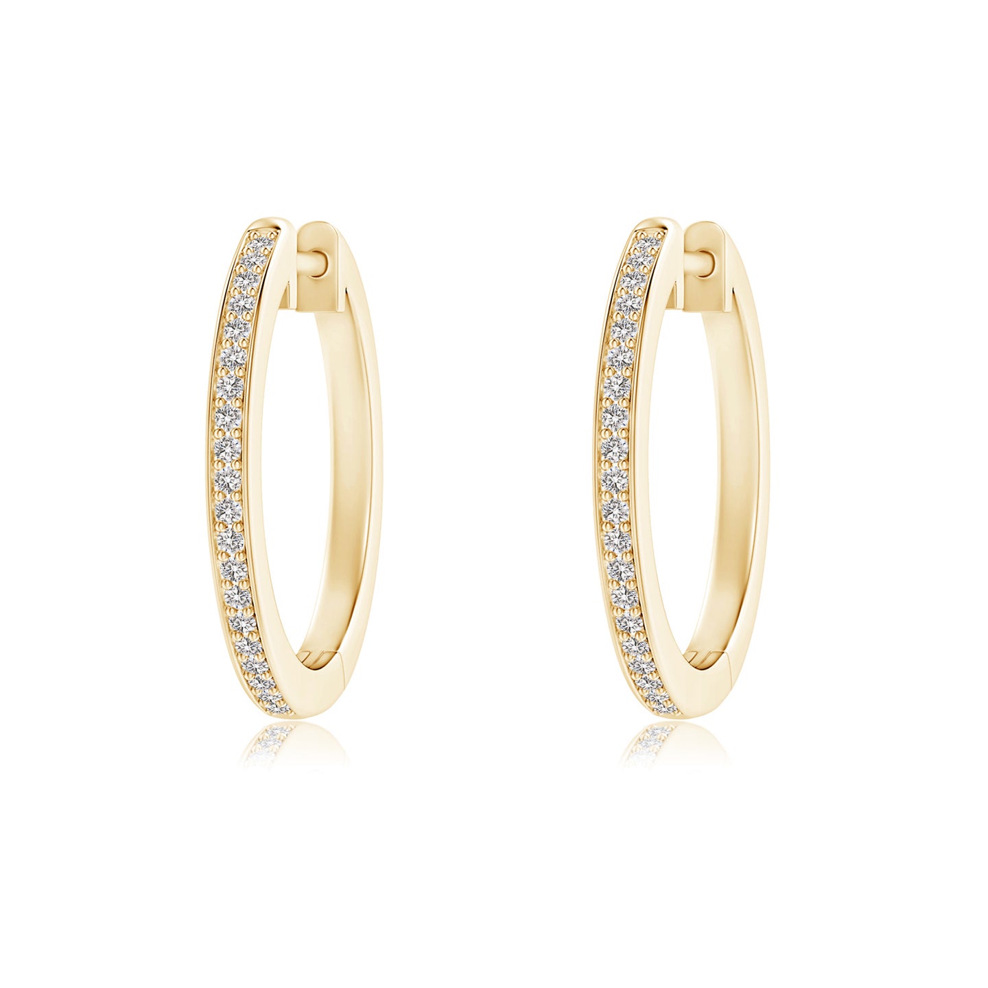 1mm IJI1I2 pave-Set Round Diamond Hinged Hoop Earrings in Yellow Gold