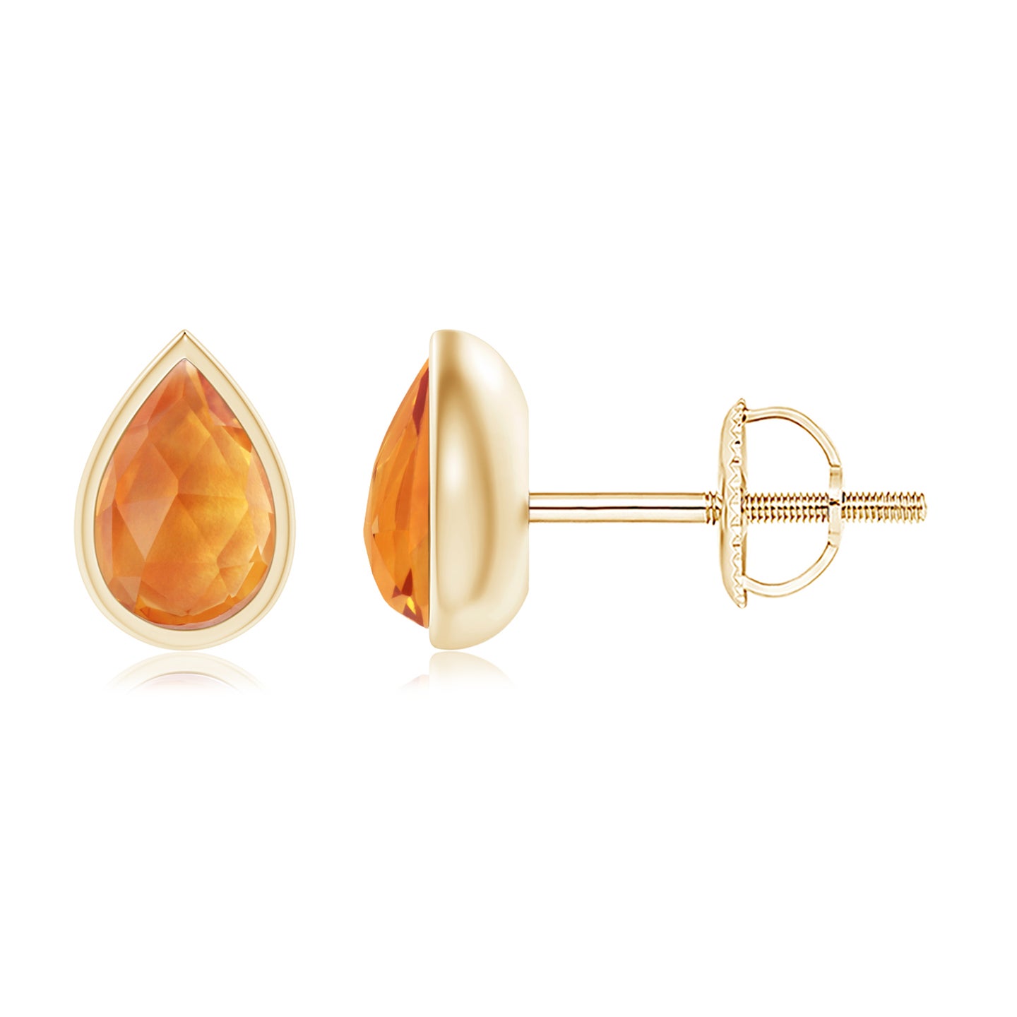 Pear-Shaped Citrine Solitaire Stud Earrings