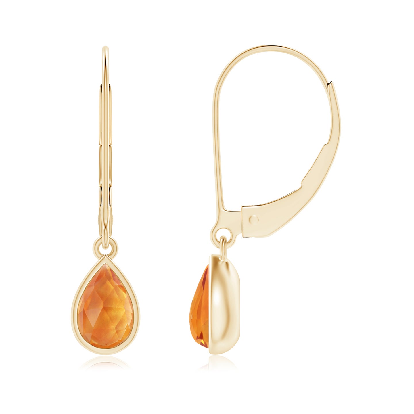 Pear-Shaped Citrine Solitaire Drop Earrings