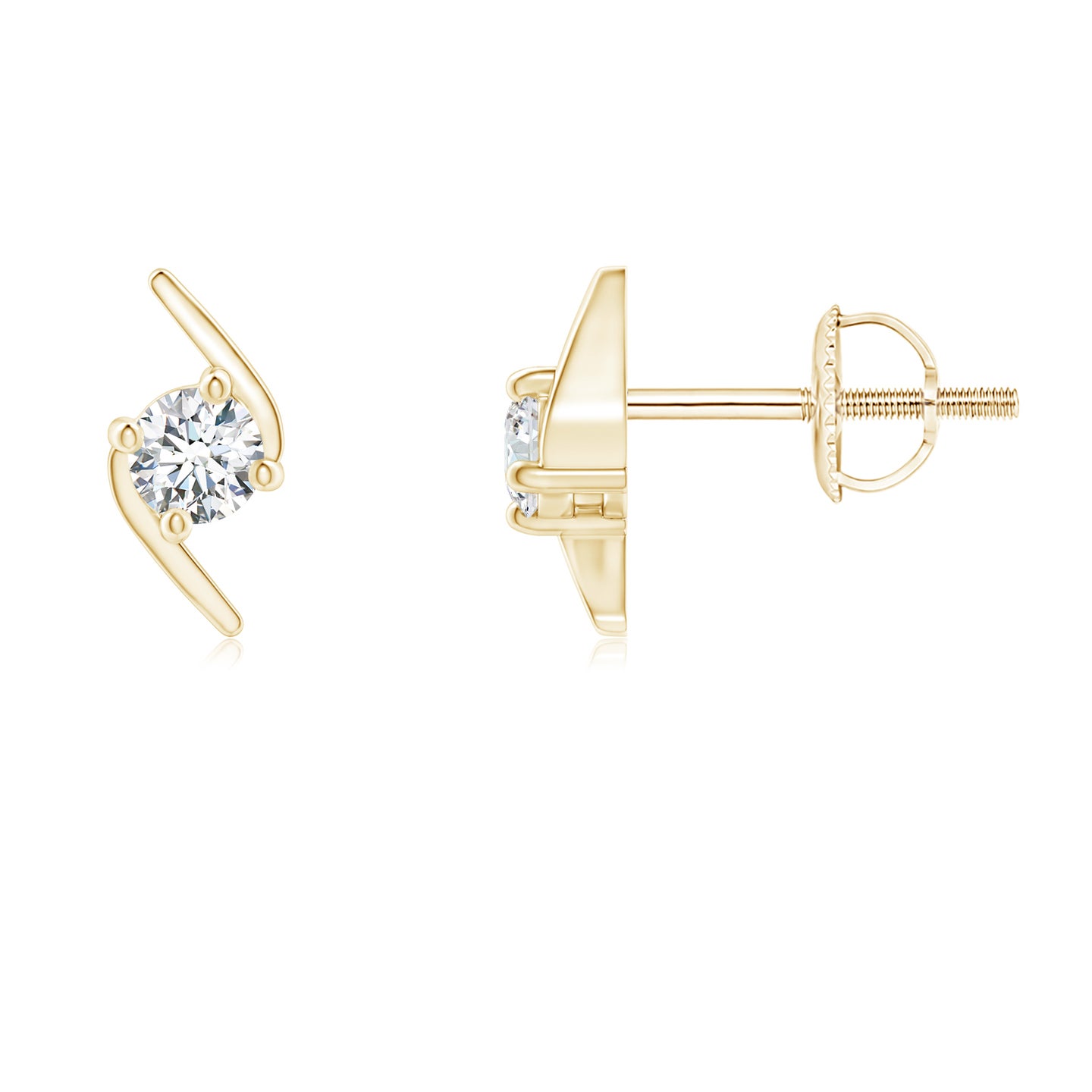 Lab-Grown-Solitaire Diamond Bypass Stud Earrings