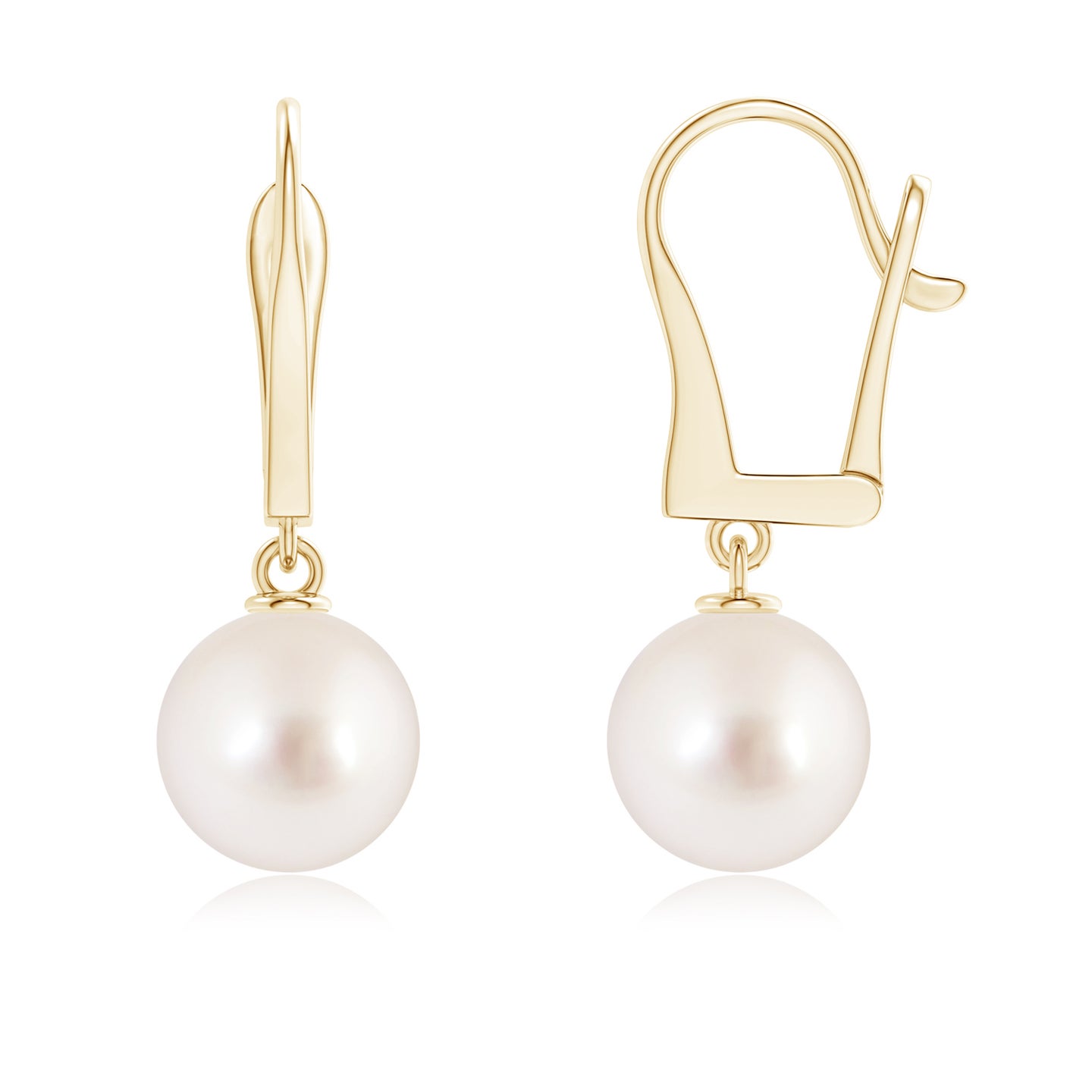 9mm AAAA Solitaire South Sea Pearl Leverback Dangle Earrings in Yellow Gold 9mm AAAA Solitaire South Sea Pearl Leverback Dangle Earrings in Yellow Gold