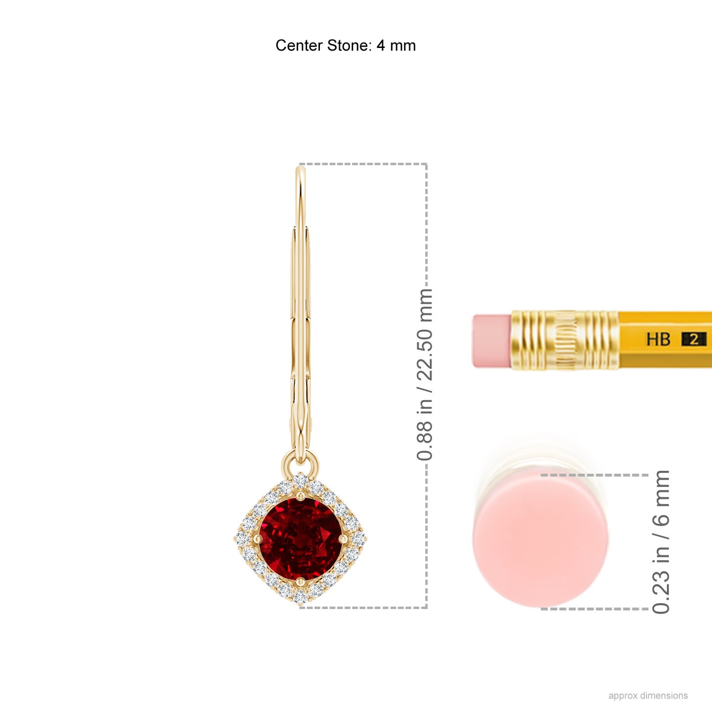 4mm AAAA Vintage Inspired Round Ruby Halo Earrings with Filigree in Yellow Gold