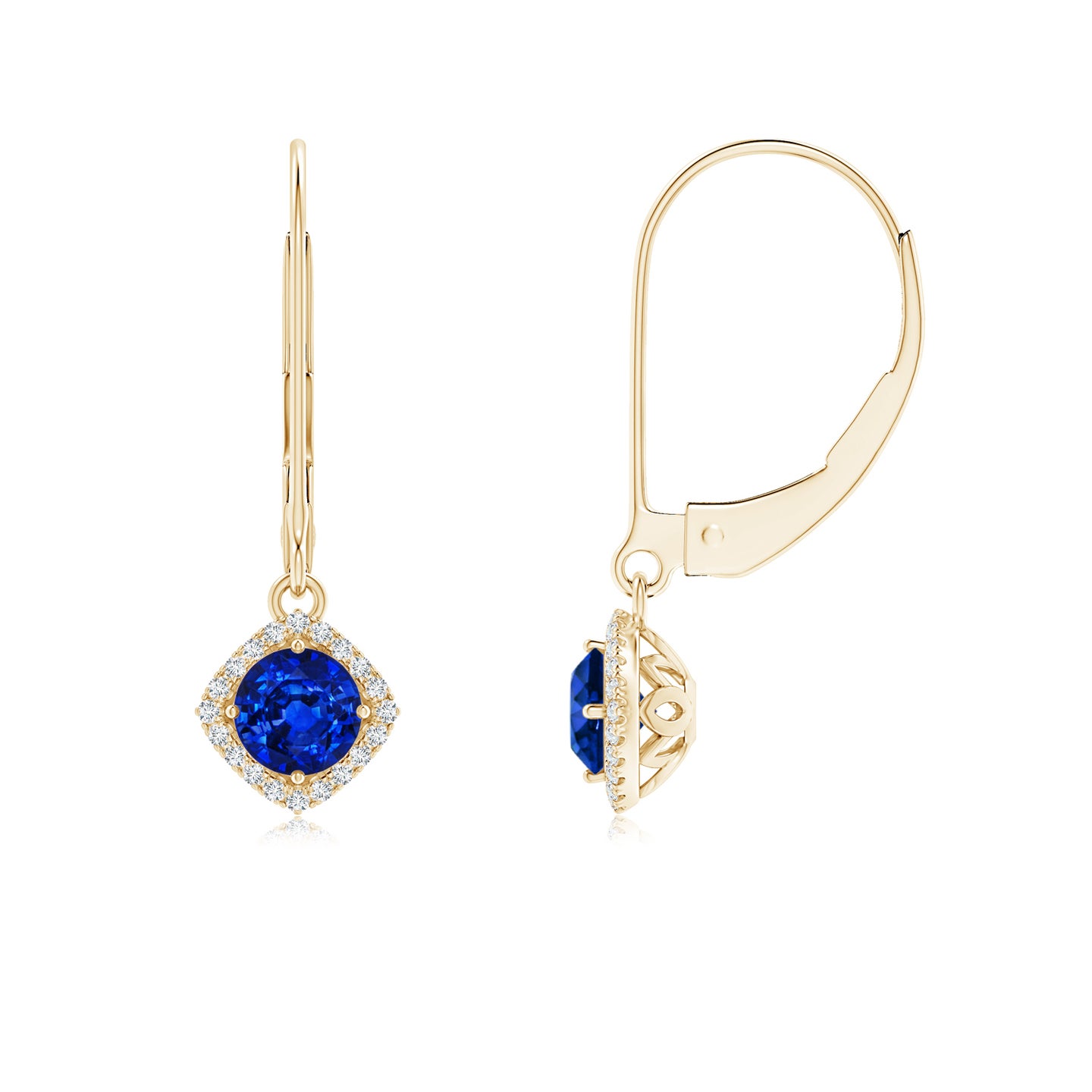 Lab-Grown Vintage Inspired Round Sapphire Halo Earrings with Filigree