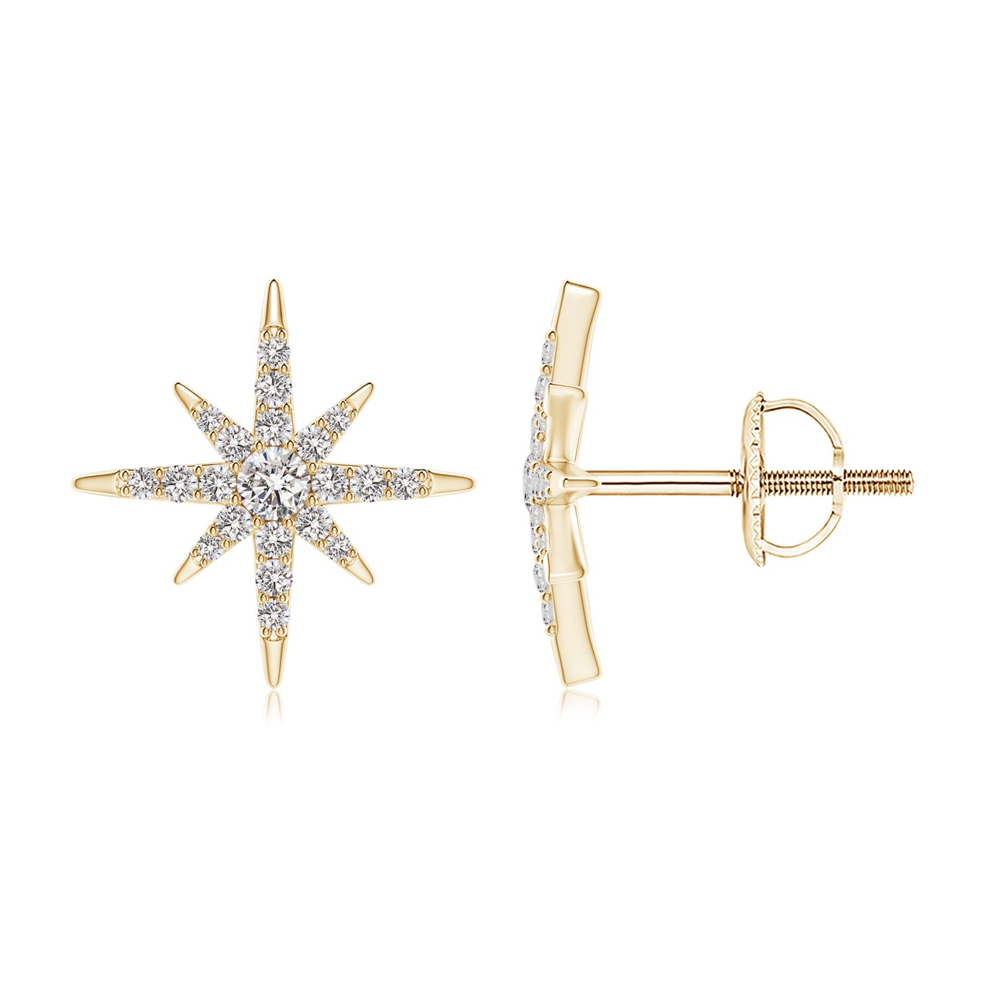 1.7mm IJI1I2 Diamond Eight-Point Starburst Stud Earrings in Yellow Gold 1.7mm IJI1I2 Diamond Eight-Point Starburst Stud Earrings in Yellow Gold