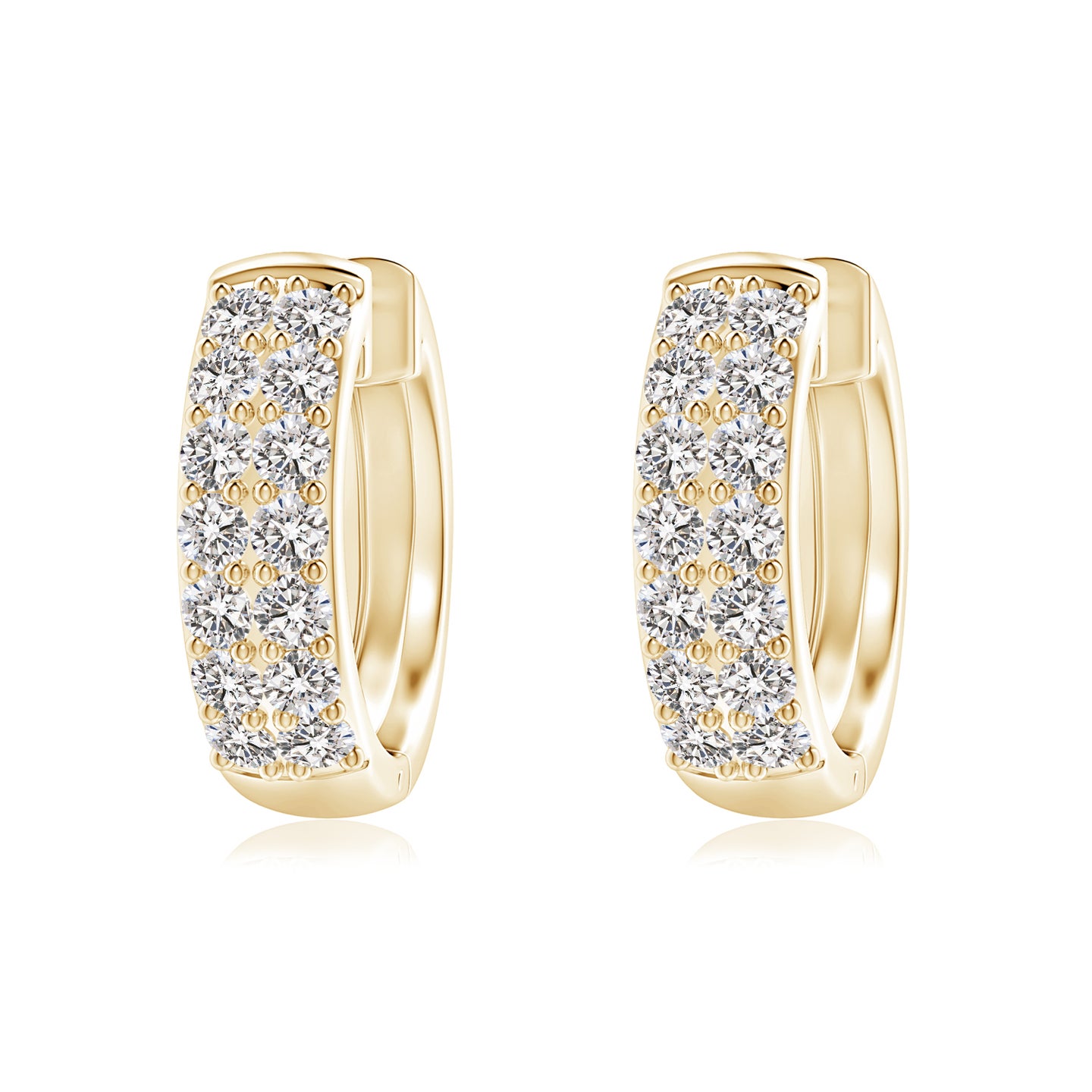 1.75mm IJI1I2 Twin-Row Diamond Hoop Earrings in Yellow Gold