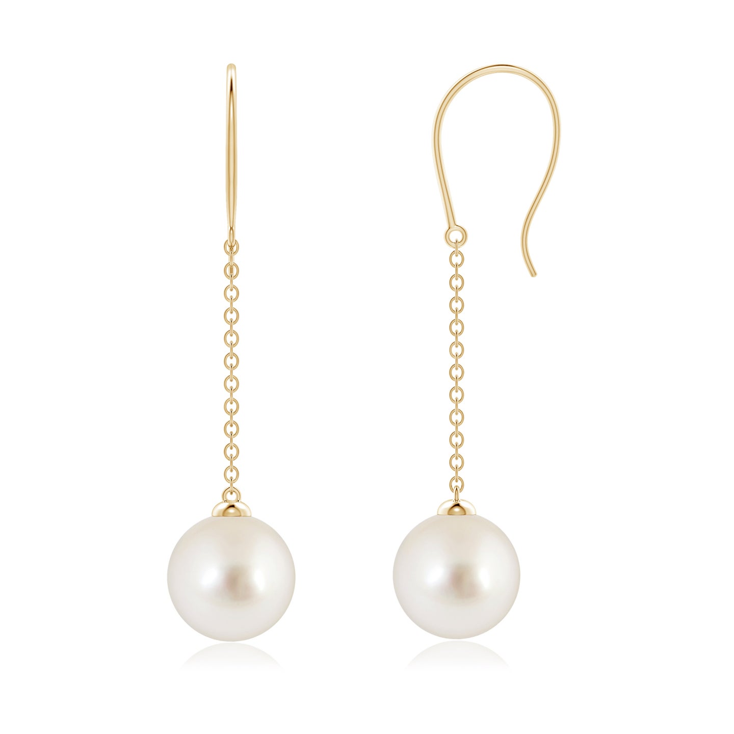 8mm AAAA Dangling Solitaire South Sea Pearl Earrings in Yellow Gold 8mm AAAA Dangling Solitaire South Sea Pearl Earrings in Yellow Gold