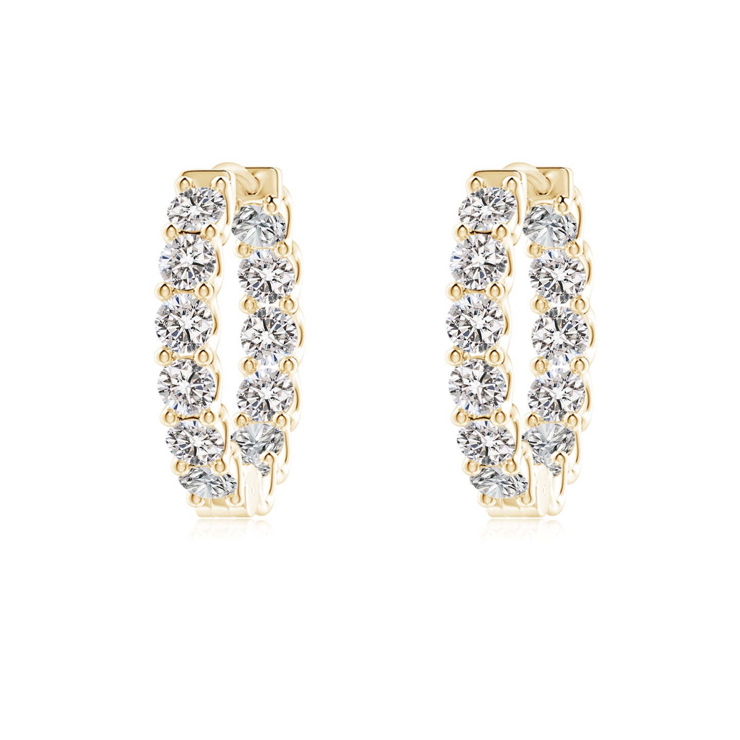 2.15mm IJI1I2 Prong-Set Diamond Inside Out Hoop Earrings in Yellow Gold